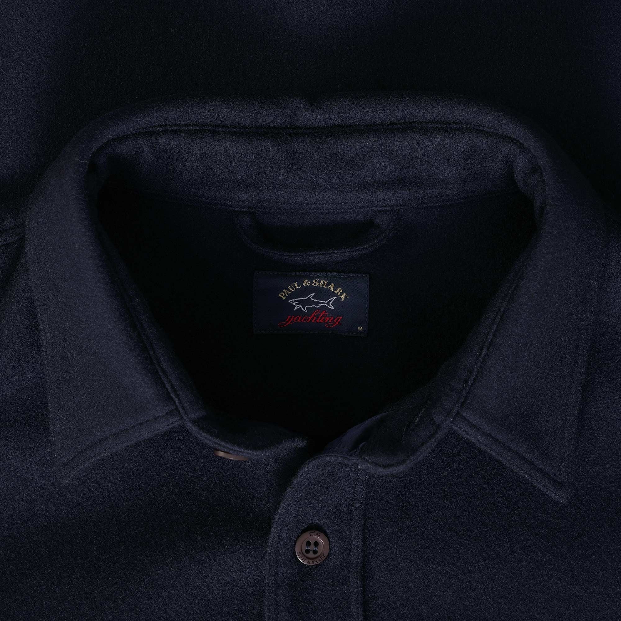 Paul and Shark Garment Dyed Wool Overshirt - Navy