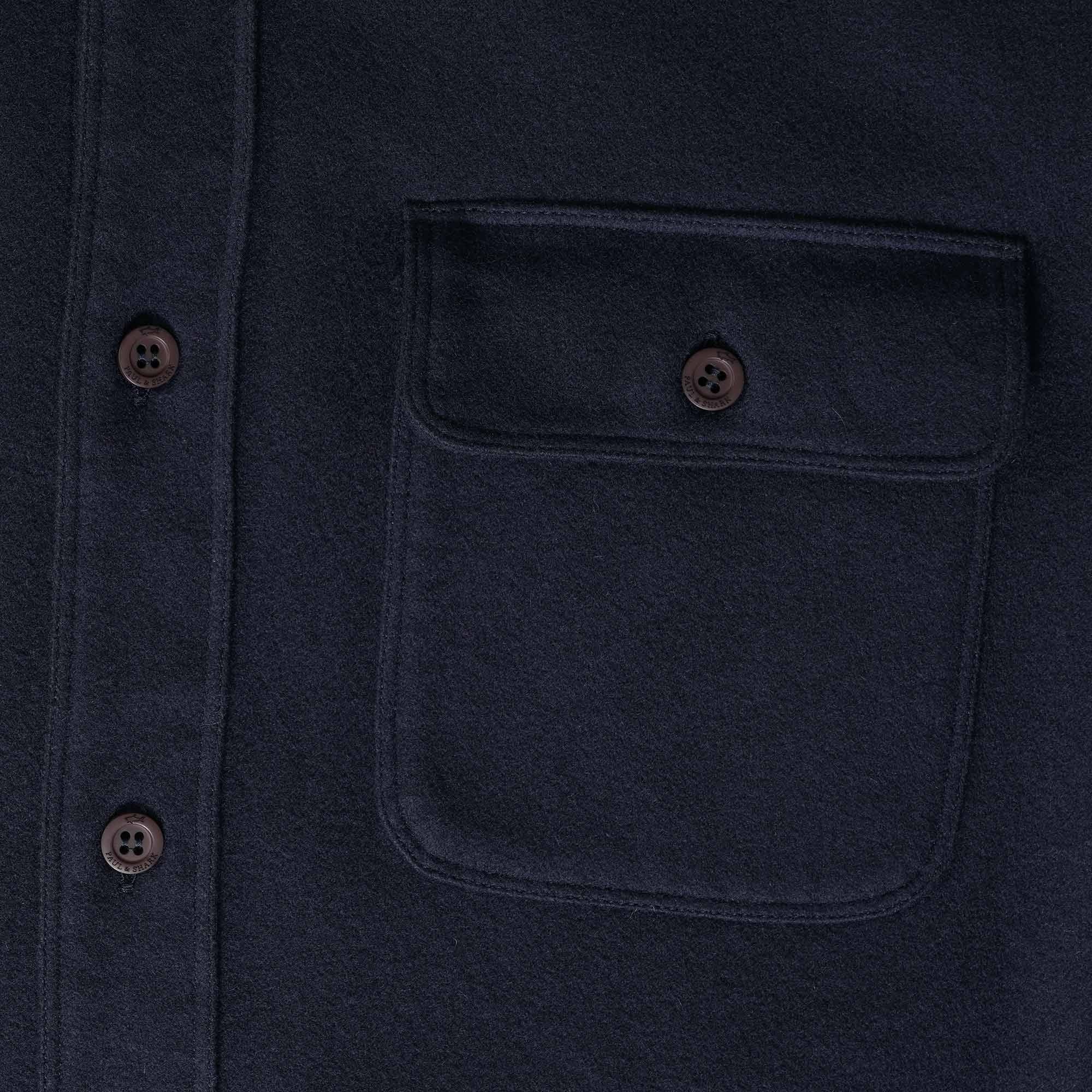 Paul and Shark Garment Dyed Wool Overshirt - Navy