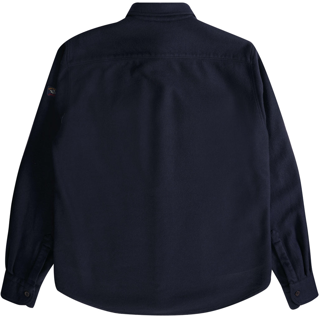 Paul and Shark Garment Dyed Wool Overshirt - Navy