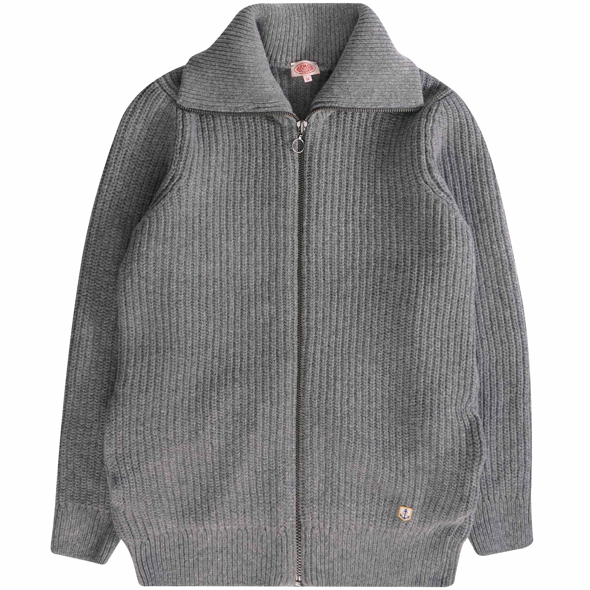 Armor Lux Ribbed Cardigan - Slate Grey