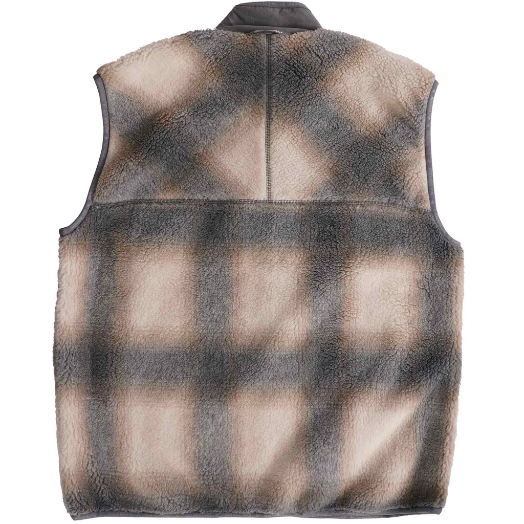 And Wander Checked Fleece Gilet - Grey