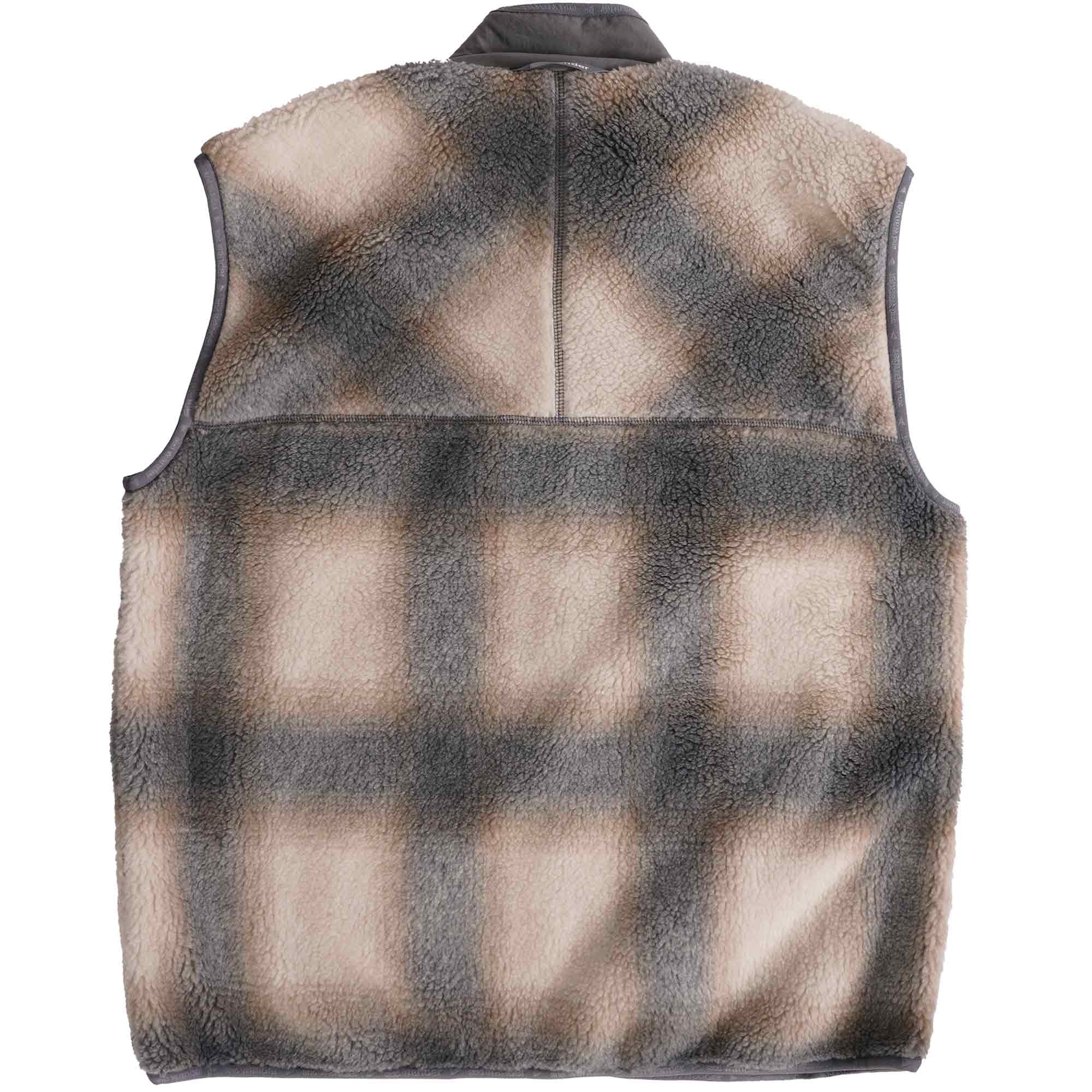 And Wander Checked Fleece Gilet - Grey