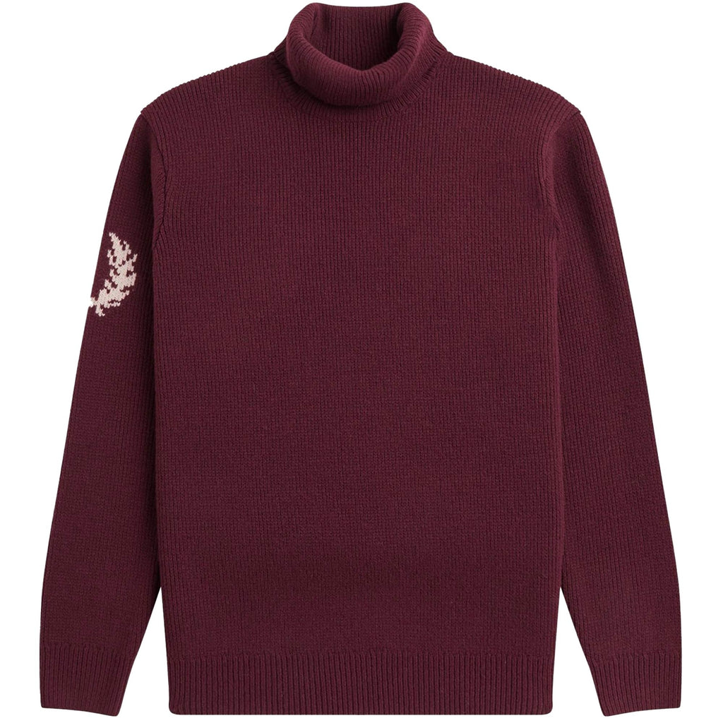 Fred Perry Laurel Wreath Roll Neck Jumper - Oxblood