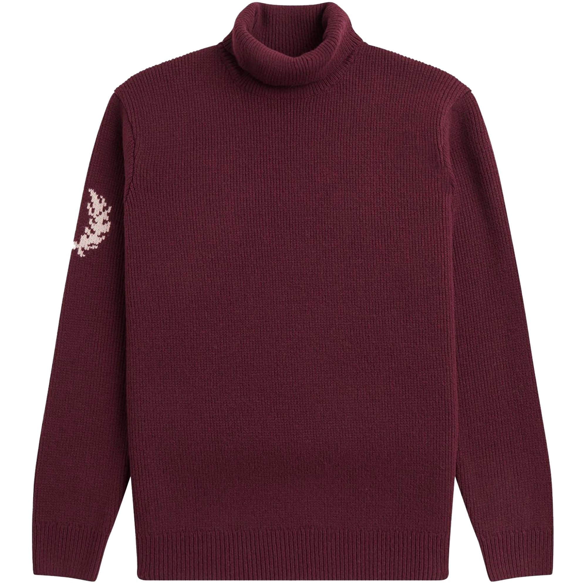 Fred Perry Laurel Wreath Roll Neck Jumper - Oxblood