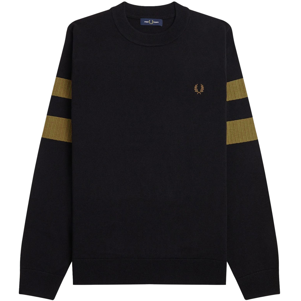 Fred Perry Tipped Sleeve Crew Neck - Black