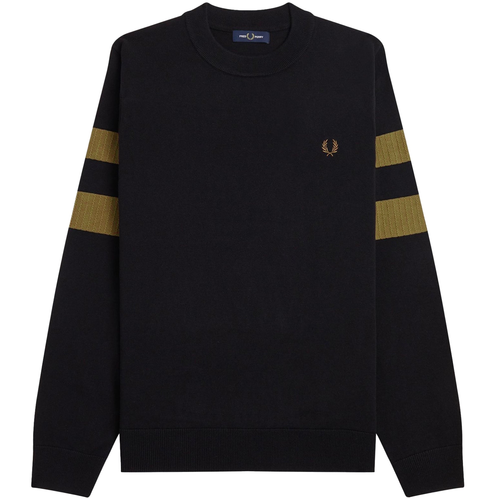Fred Perry Tipped Sleeve Crew Neck - Black