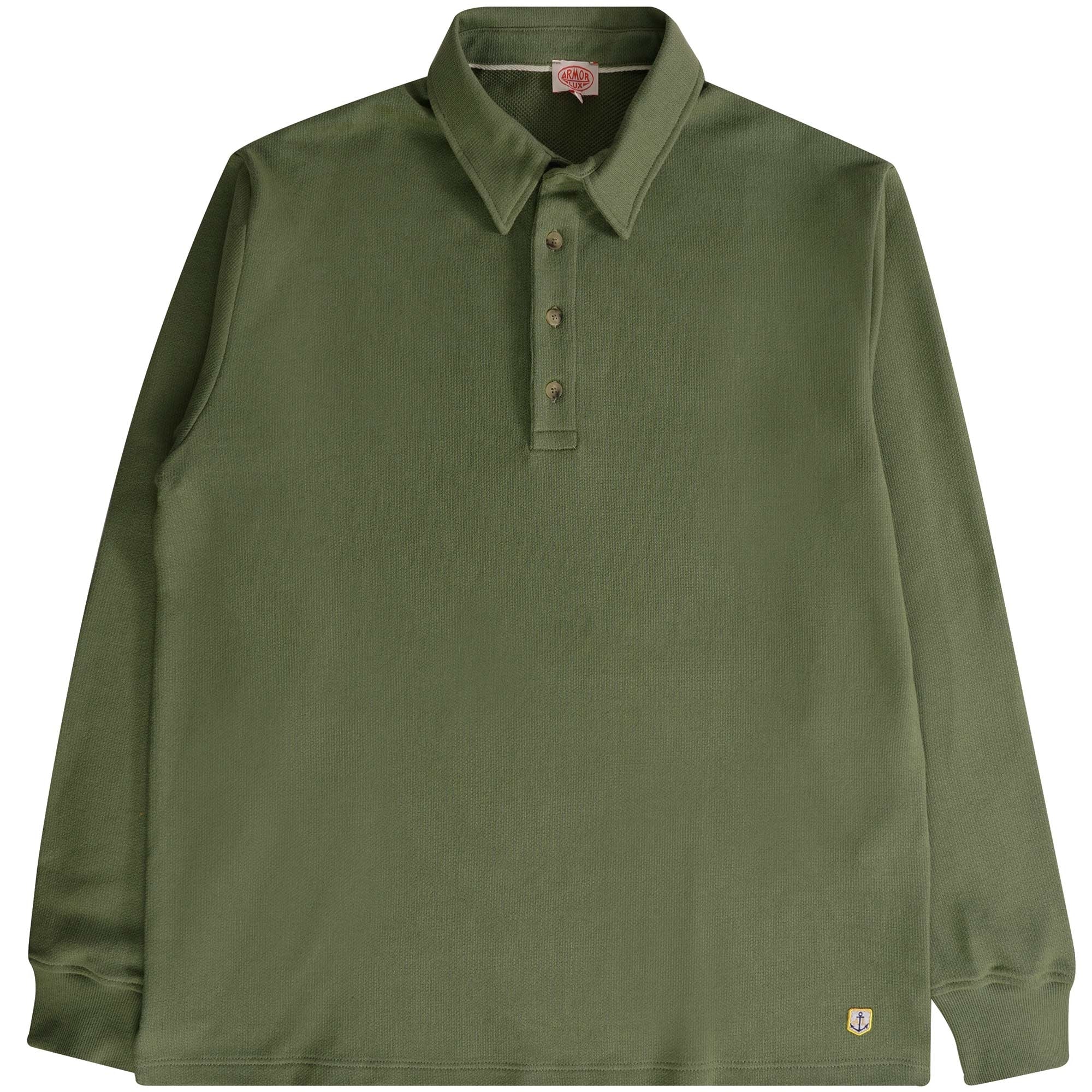 Armor Lux Long Sleeve Polo Shirt - Military