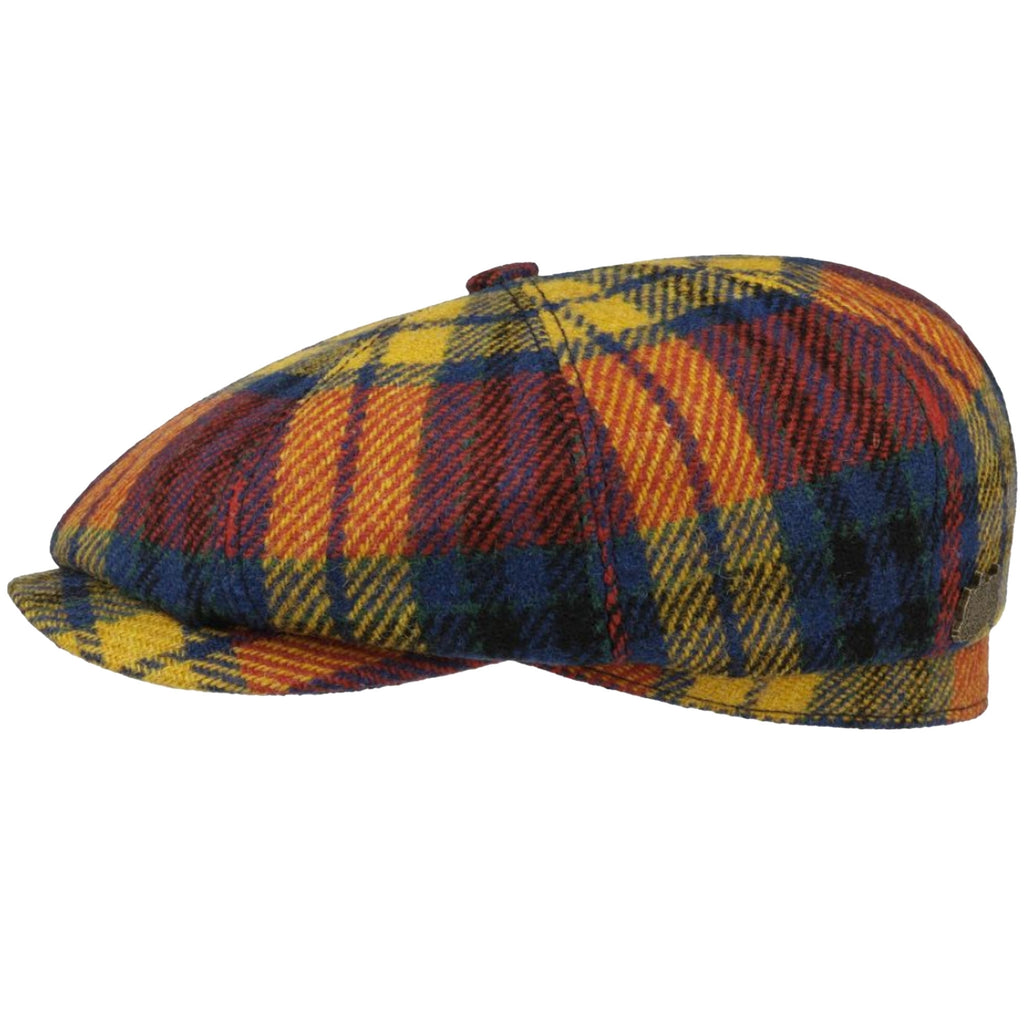 Stetson Hats Hatteras Grimsay Harris Tweed Flat Cap - Yellow/Blue/Red