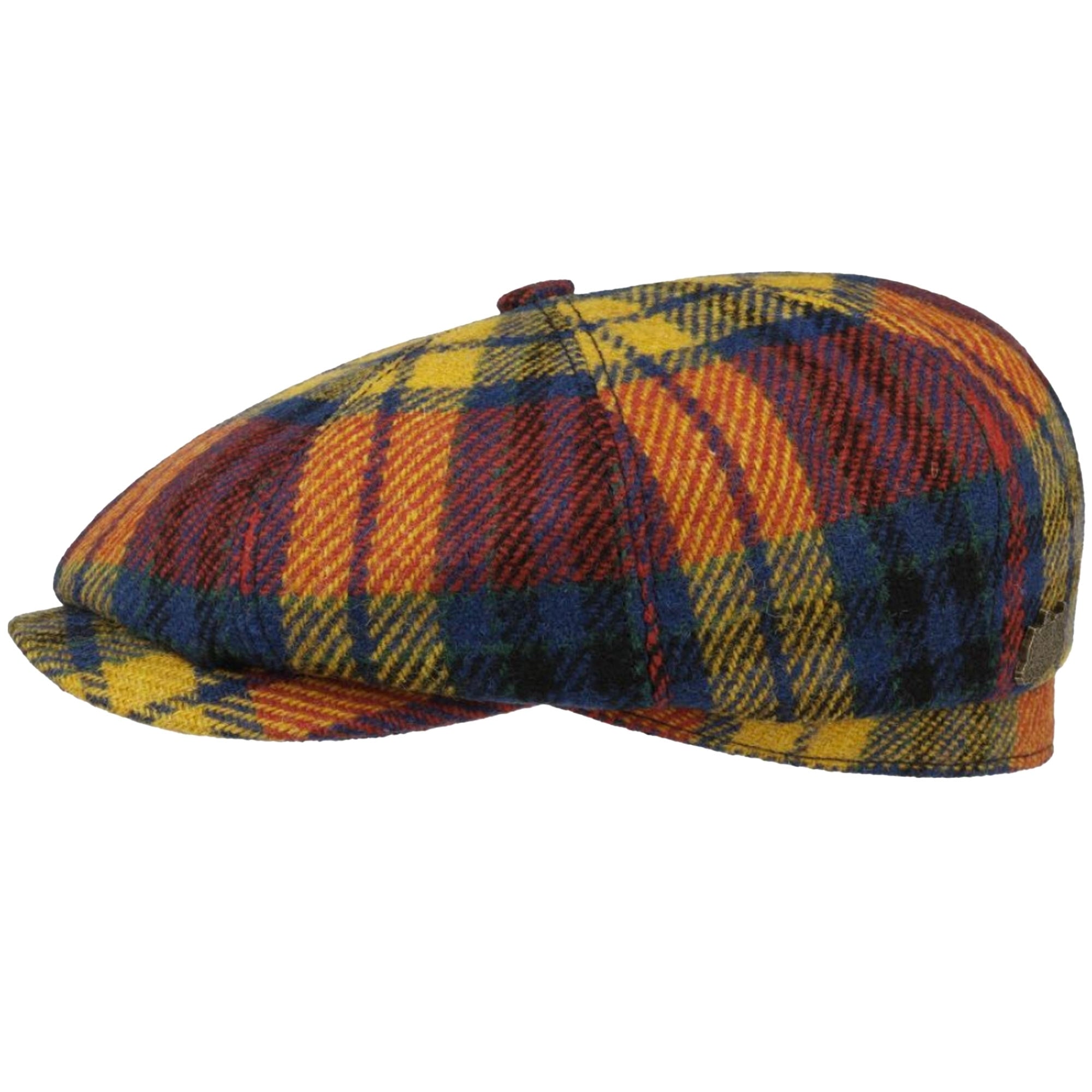 Stetson Hats Hatteras Grimsay Harris Tweed Flat Cap - Yellow/Blue/Red