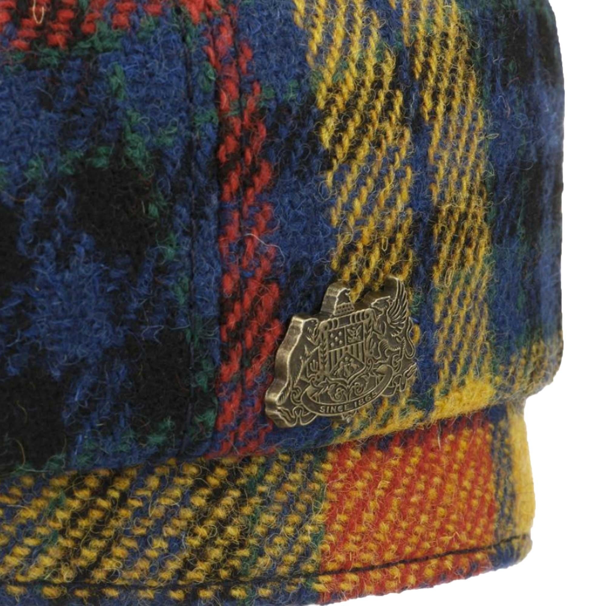 Stetson Hats Hatteras Grimsay Harris Tweed Flat Cap - Yellow/Blue/Red