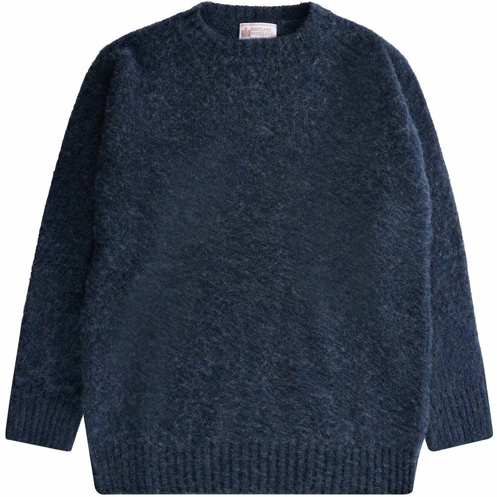 Shetland Woollen Co Shaggy Crew Knit - Atlantic