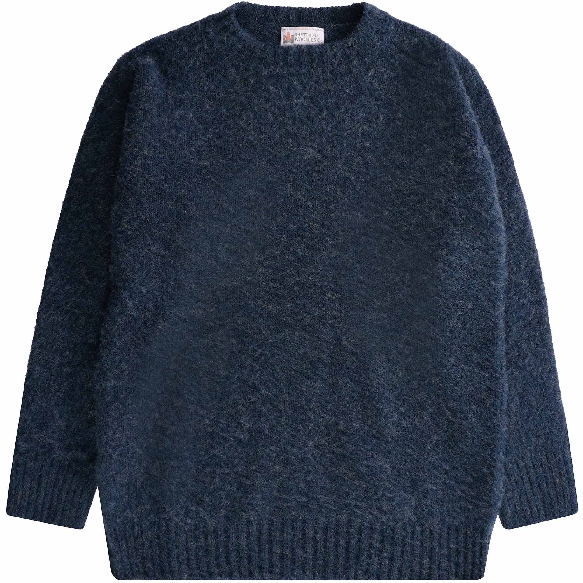 Shetland Woollen Co Shaggy Crew Knit - Atlantic