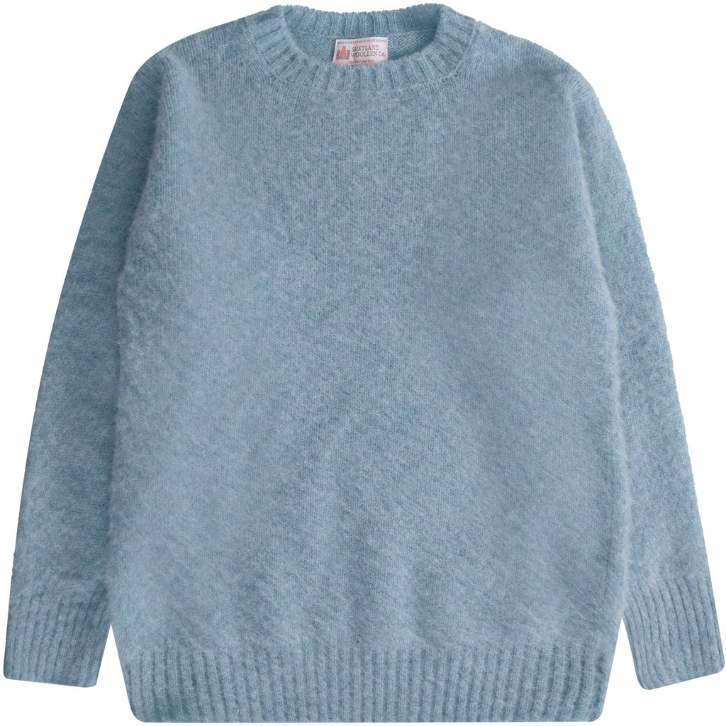 Shetland Woollen Co Shaggy Crew Knit - Sky