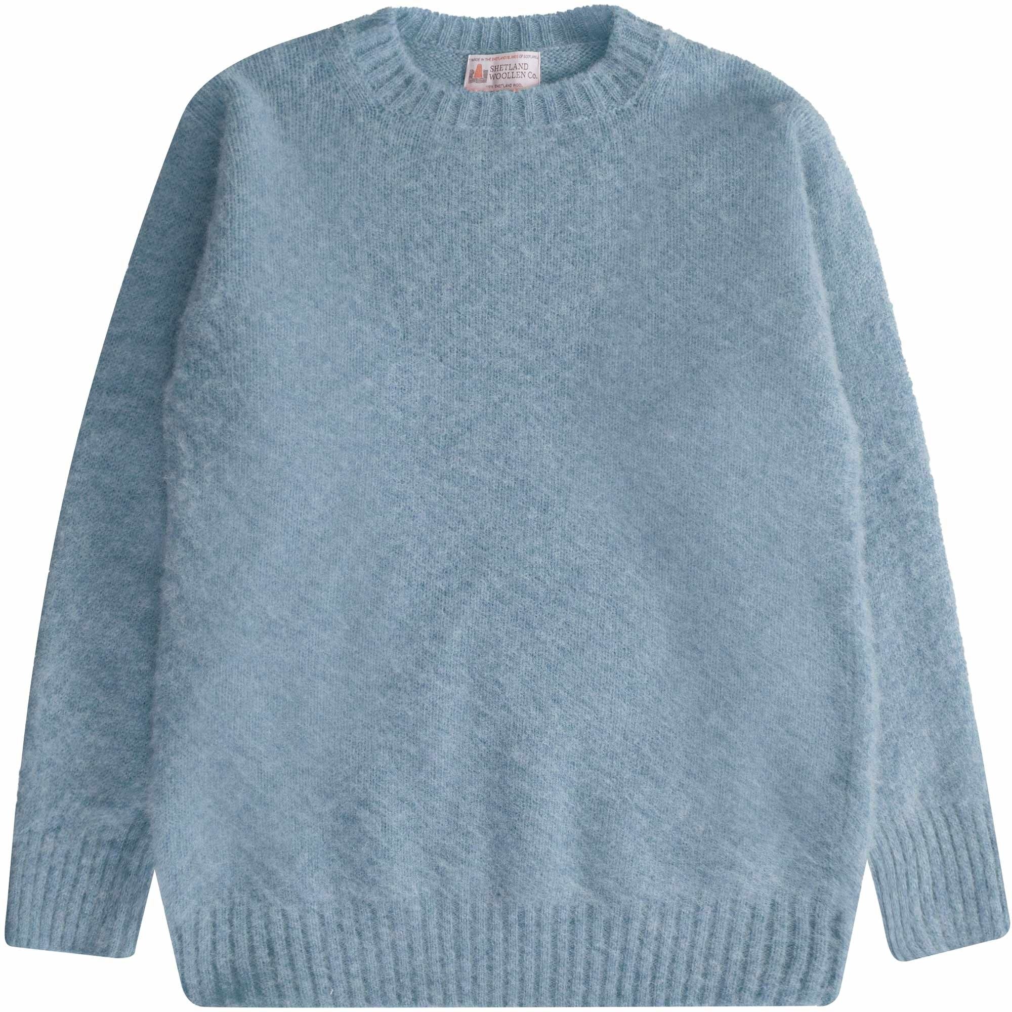 Shetland Woollen Co Shaggy Crew Knit - Sky