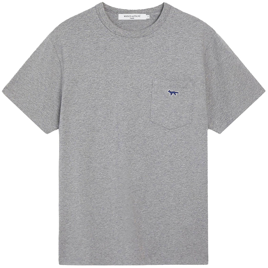 Maison Kitsune Navy Fox Patch Classic Pocket T-Shirt - Grey