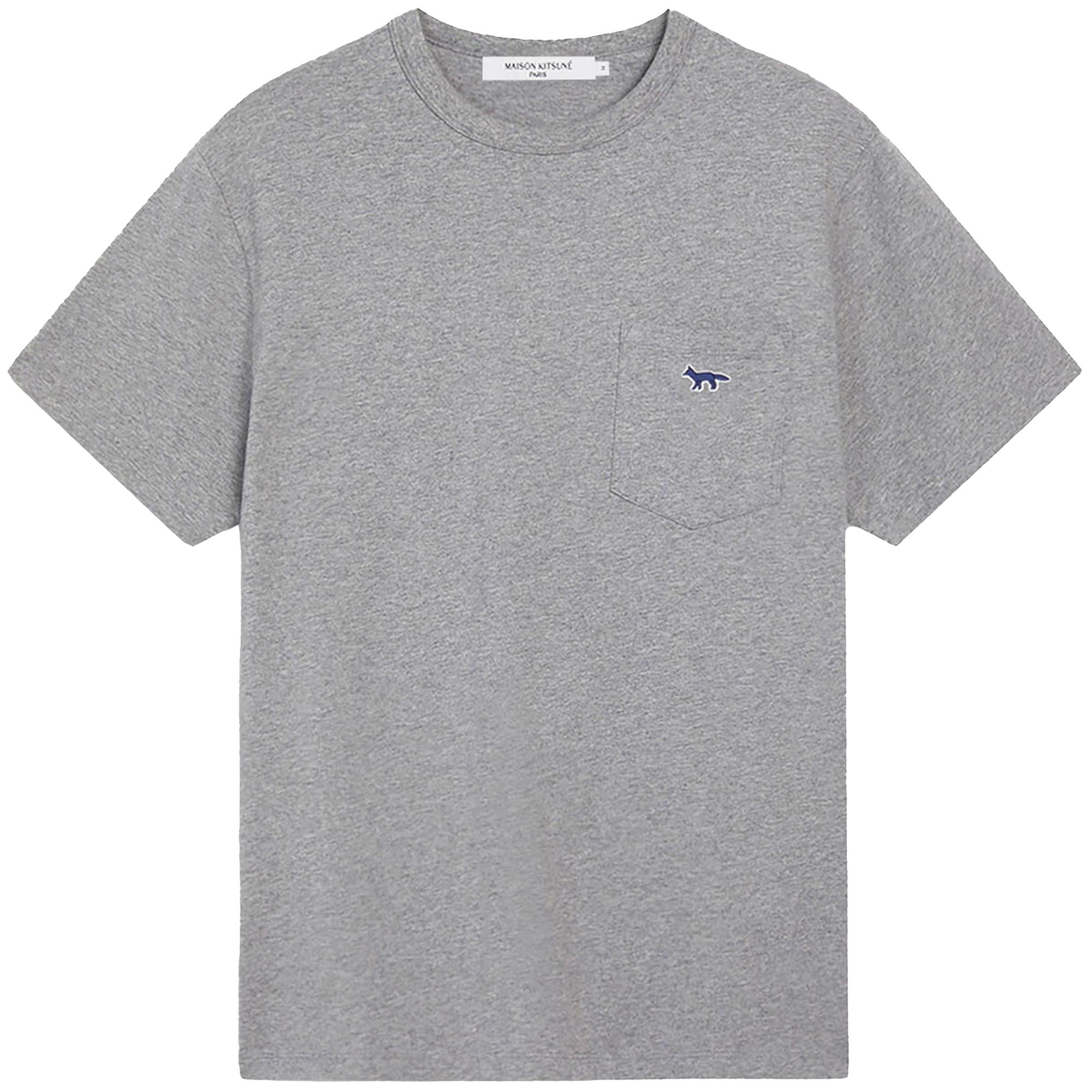 Maison Kitsune Navy Fox Patch Classic Pocket T-Shirt - Grey