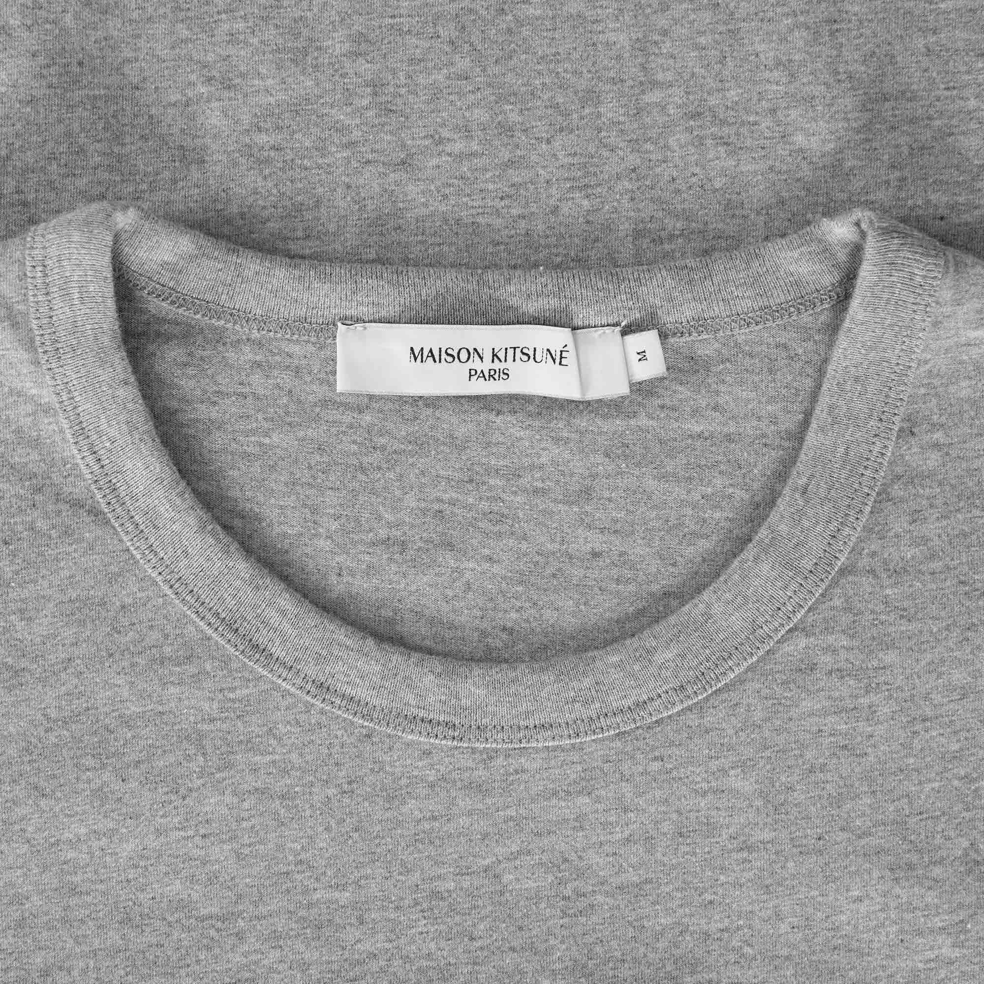Maison Kitsune Navy Fox Patch Classic Pocket T-Shirt - Grey