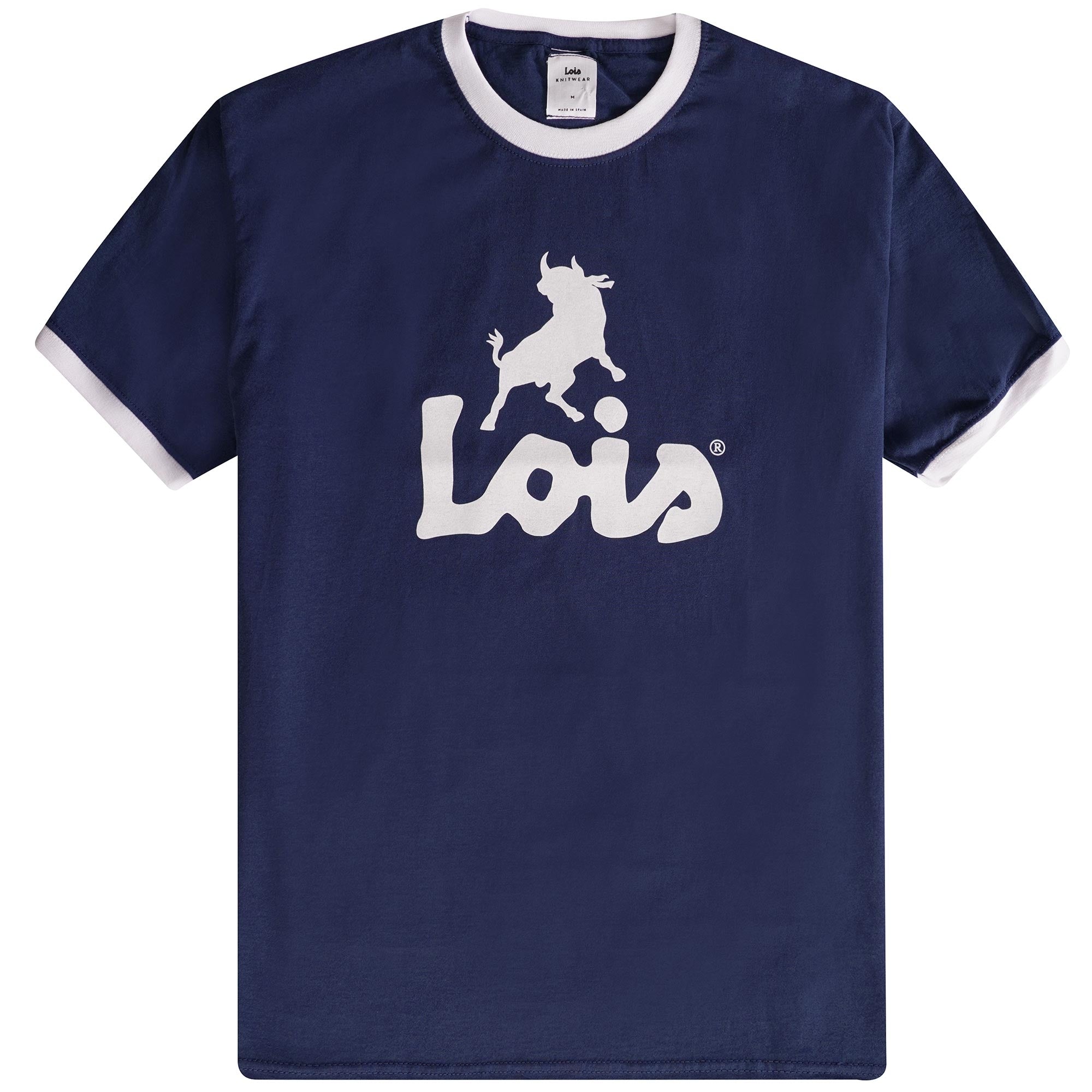 Lois Jeans Ringer Logo T-Shirt - Navy