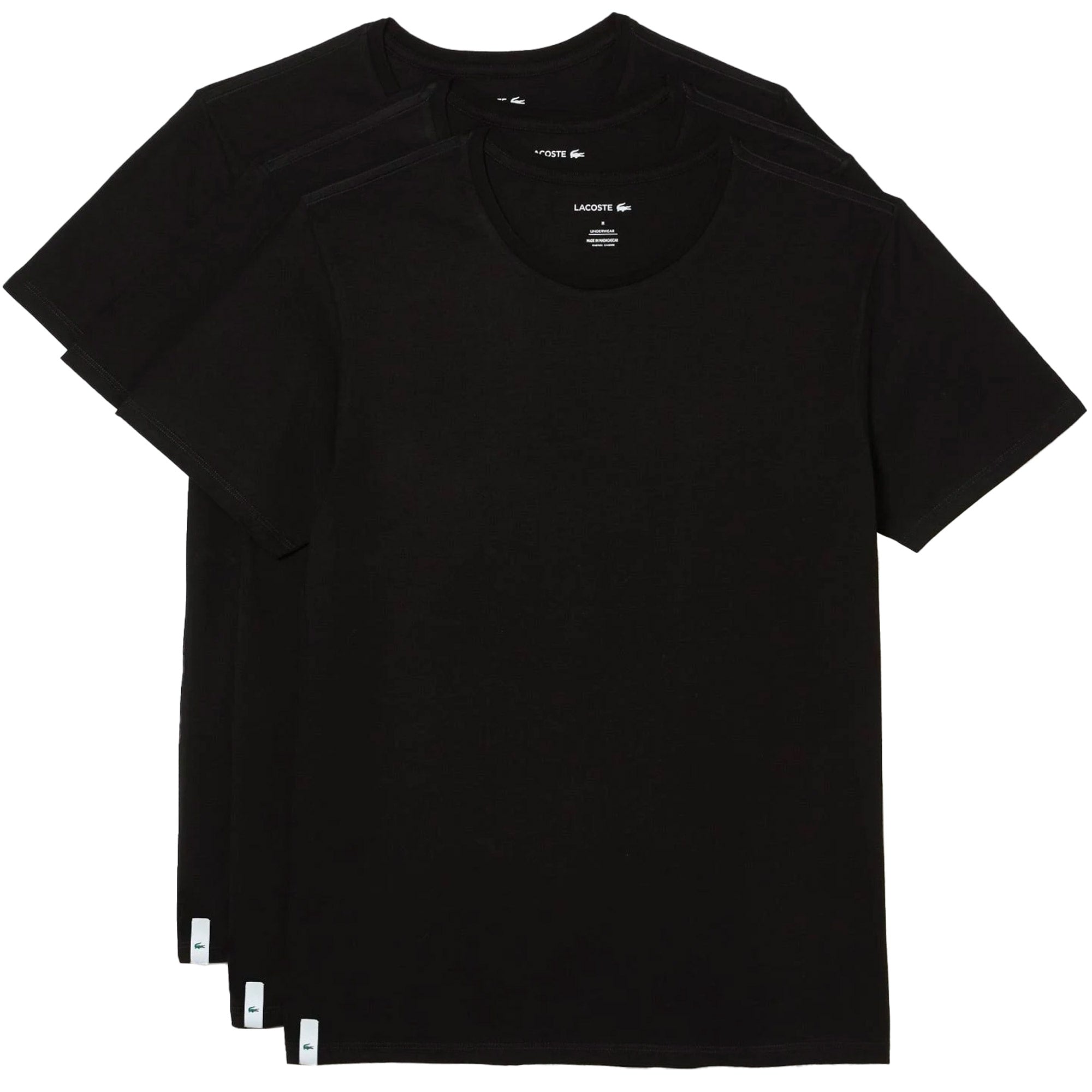 Crew Neck Cotton T-Shirt 3-Pack- Black