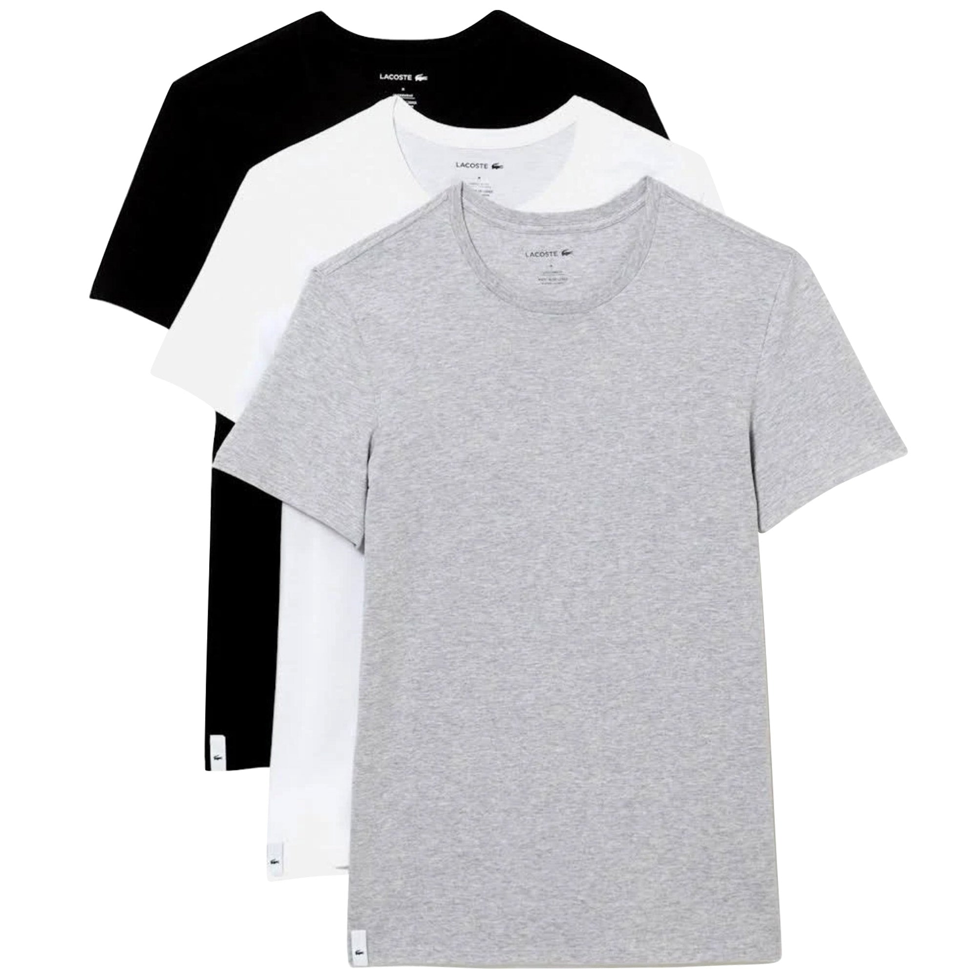 Crew Neck Cotton T-Shirt 3-Pack- White/Grey/Black