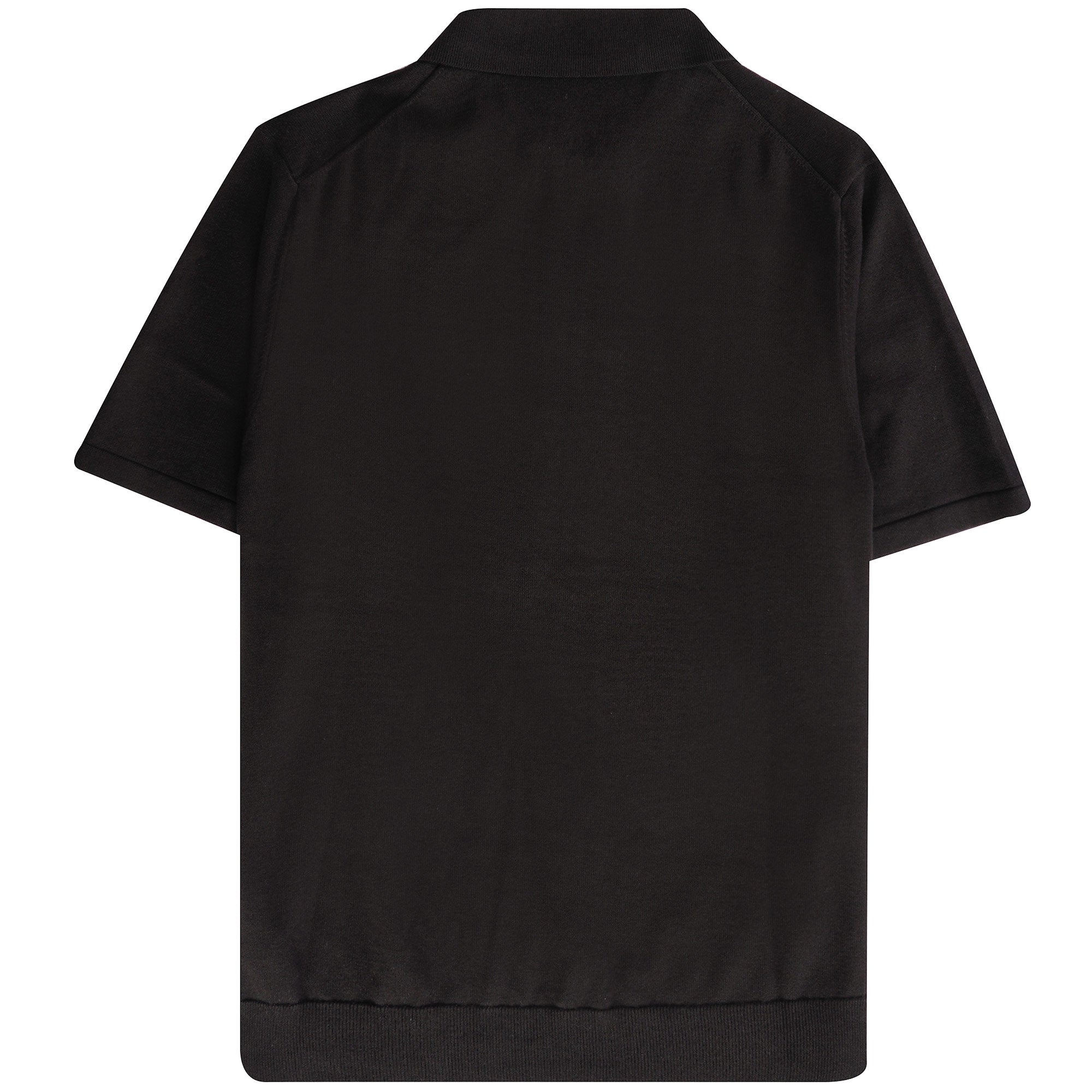 Short Sleeve Zipped Polo Shirt - Black