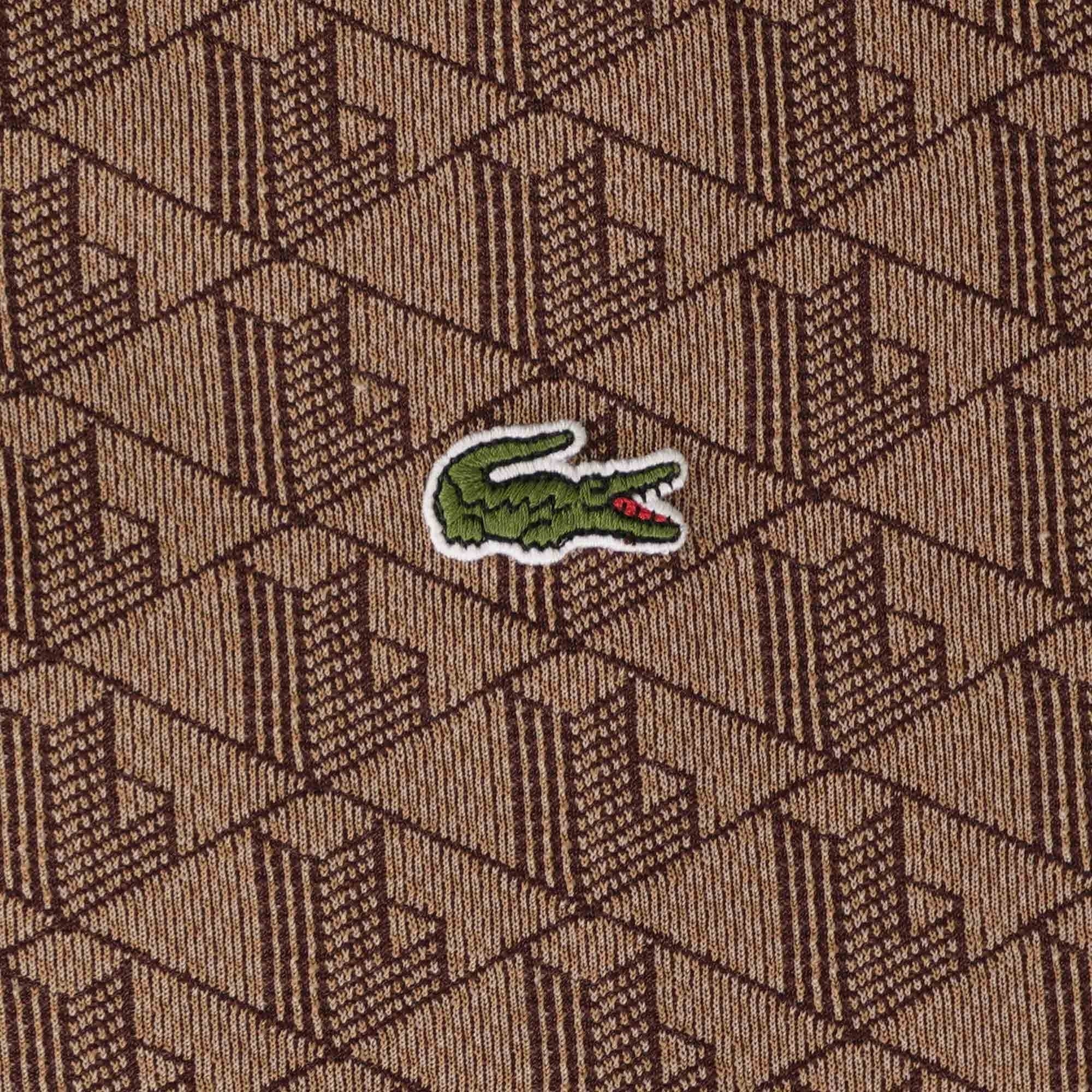 Classic Fit Monogram Print Contrast Collar Polo Shirt - Beige