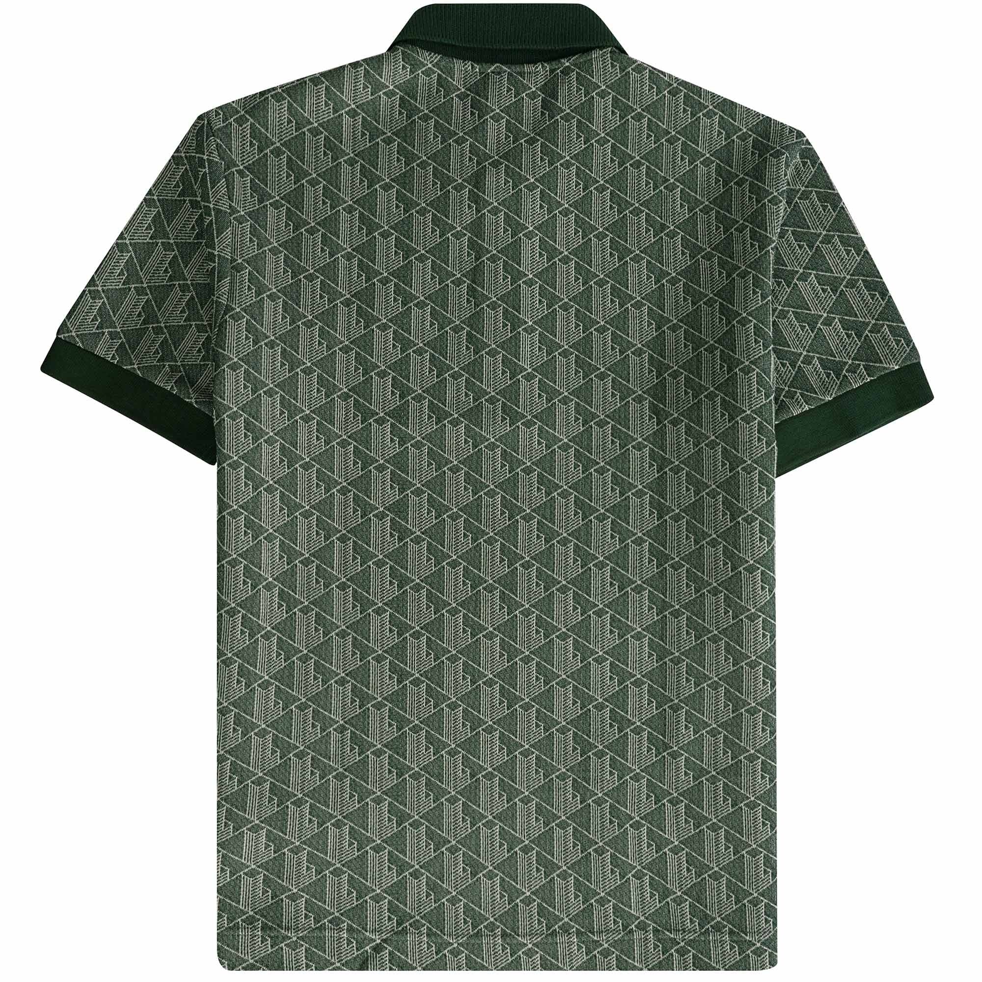 Lacoste Classic Fit Monogram Print Contrast Collar Polo Shirt - Vert