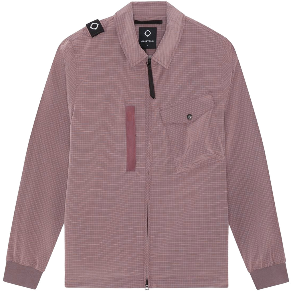 Ma Strum Nylon Grid Overshirt - Mud Pink