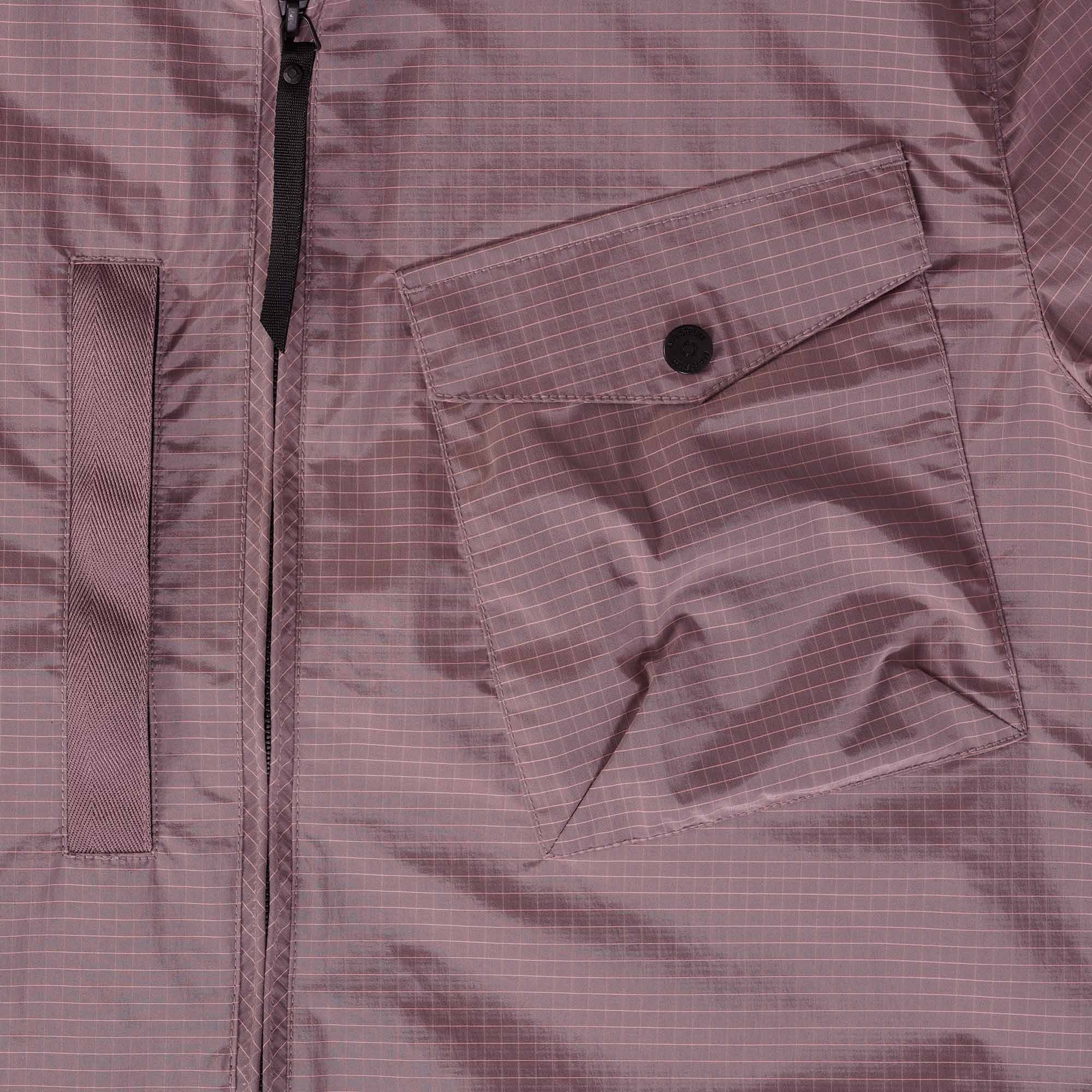 Ma Strum Nylon Grid Overshirt - Mud Pink