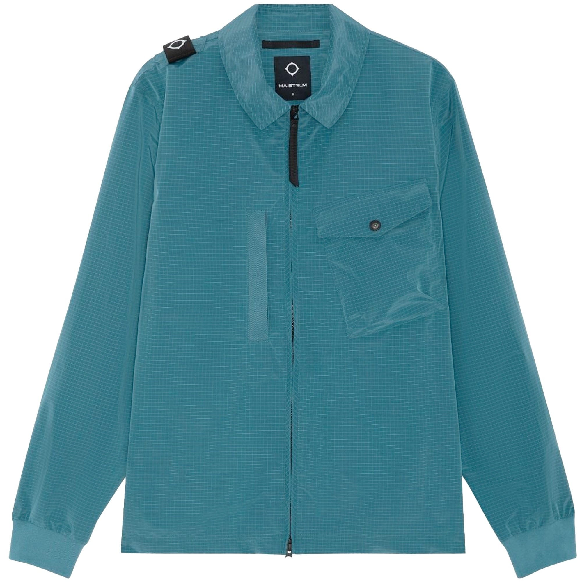 Ma Strum Nylon Grid Overshirt - Sea Blue