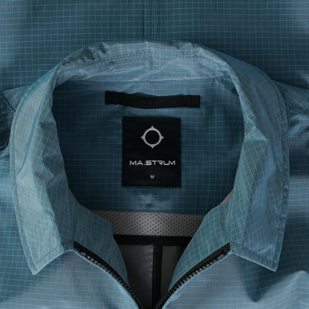 Ma Strum Nylon Grid Overshirt - Sea Blue