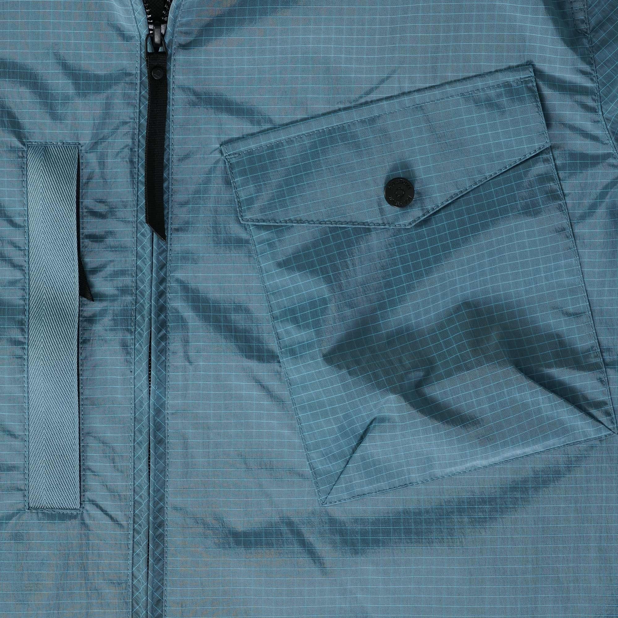 Ma Strum Nylon Grid Overshirt - Sea Blue
