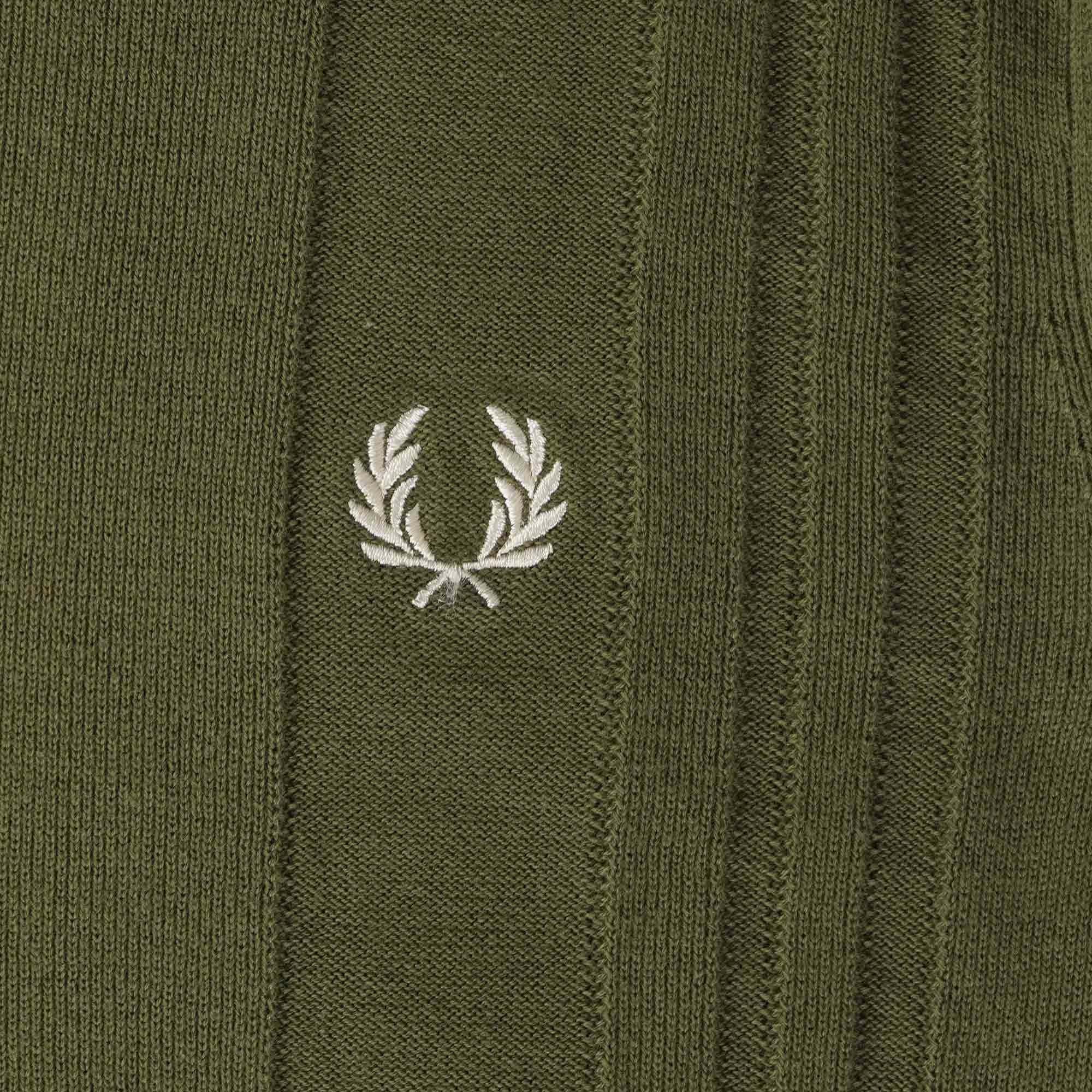 Fred Perry K5 Button Through Knitted Shirt - Uniform Green
