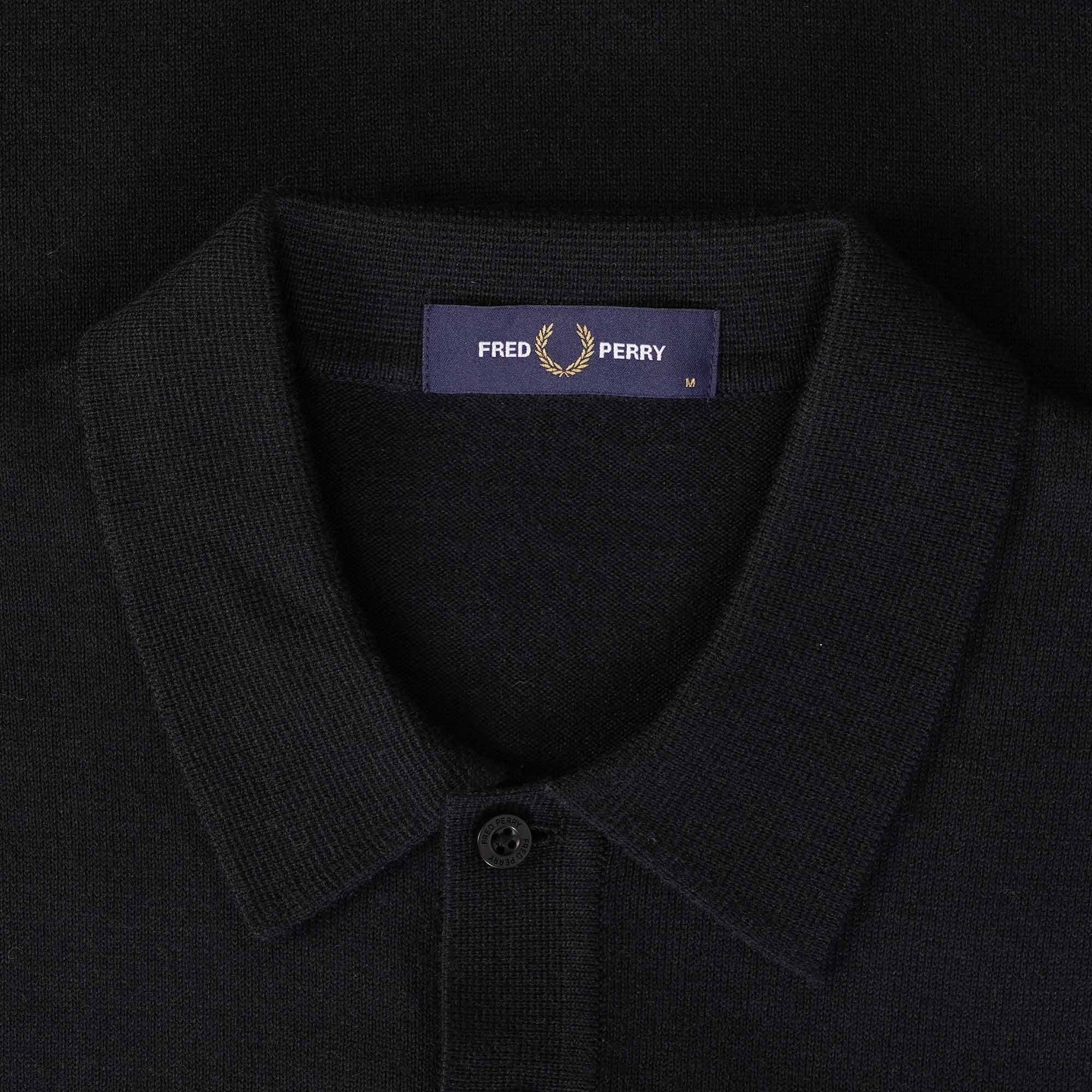 Fred Perry K4 Classic Long Sleeve Knitted Shirt - Black