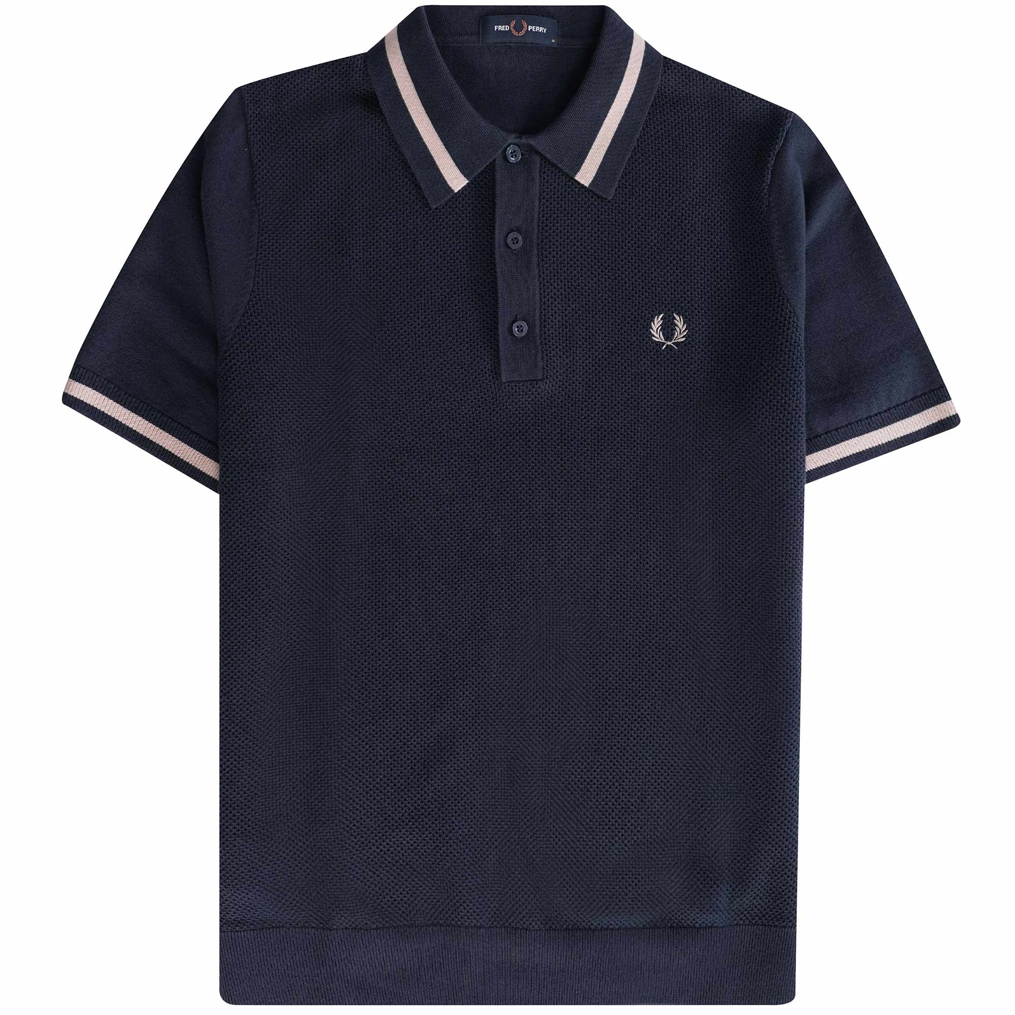 Fred Perry K5 Textured Front Knitted Shirt - Deep Carbon