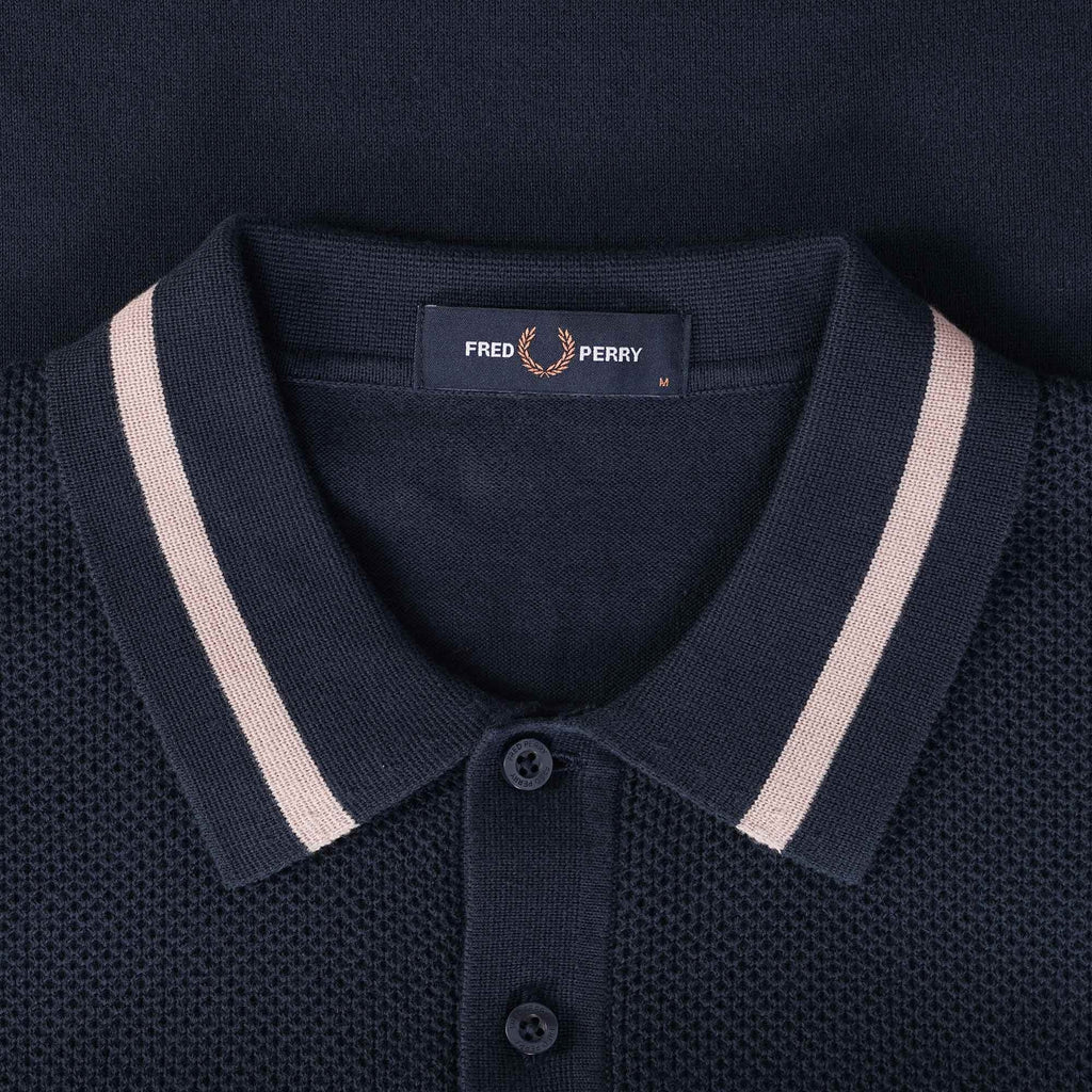 Fred Perry K5 Textured Front Knitted Shirt - Deep Carbon