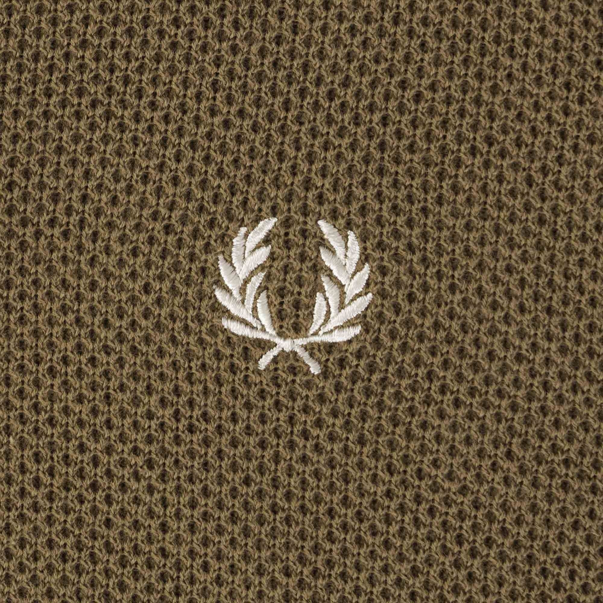 Fred Perry K5 Textured Front Knitted Henley - Shaded Stone