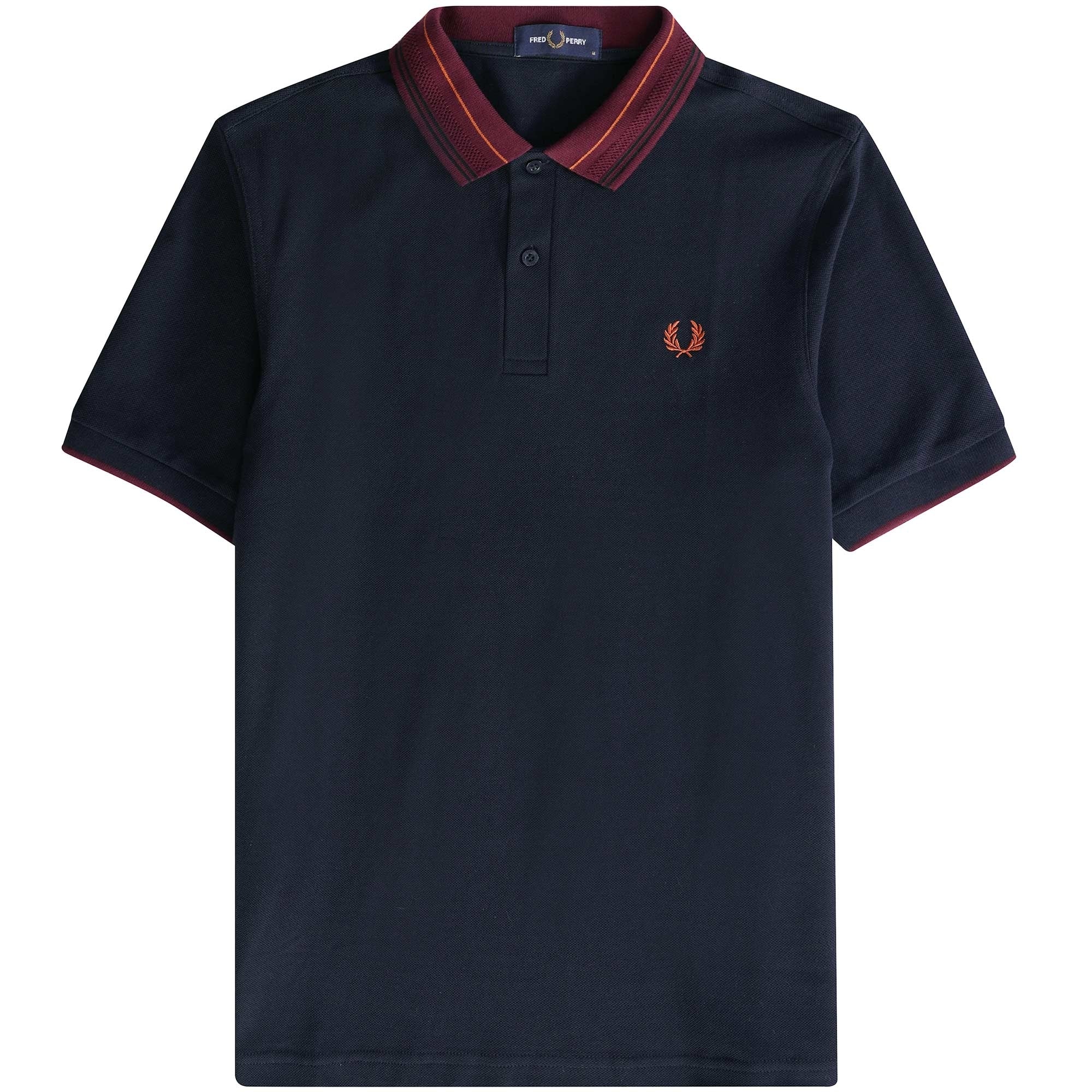 Fred Perry Striped Collar Polo Shirt - Navy