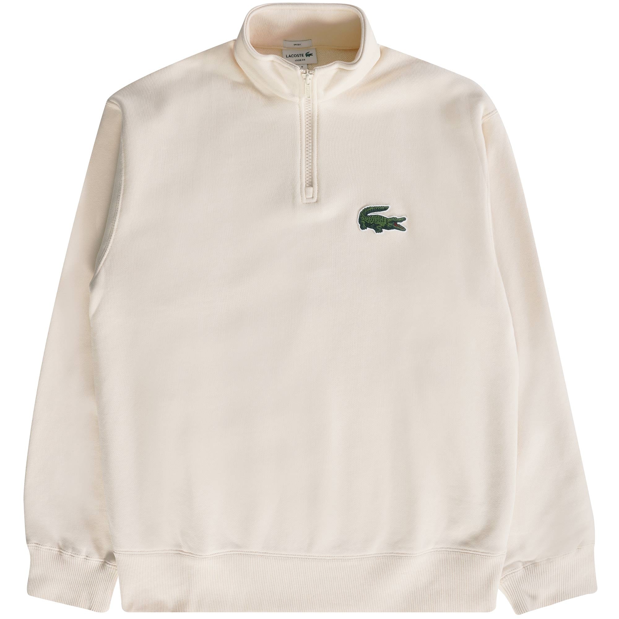 Lacoste Unisex Zip High Neck Organic Cotton Sweatshirt - White