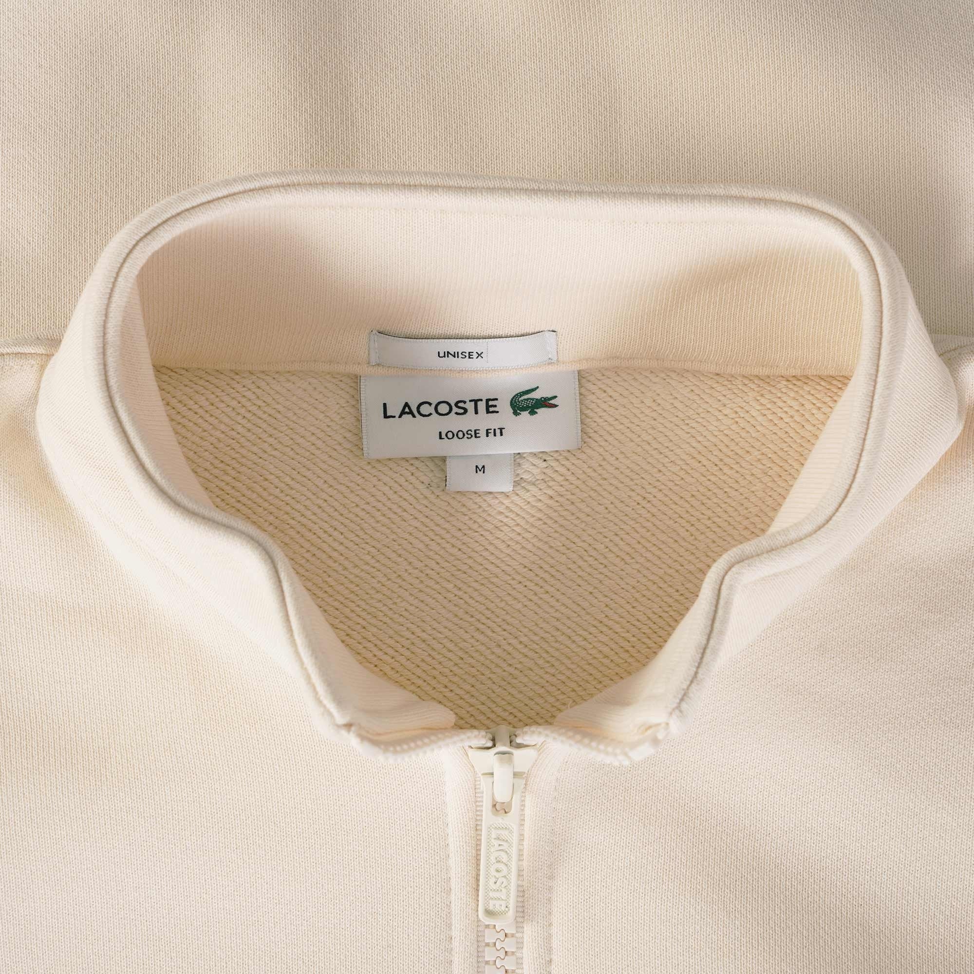 Lacoste Unisex Zip High Neck Organic Cotton Sweatshirt - White
