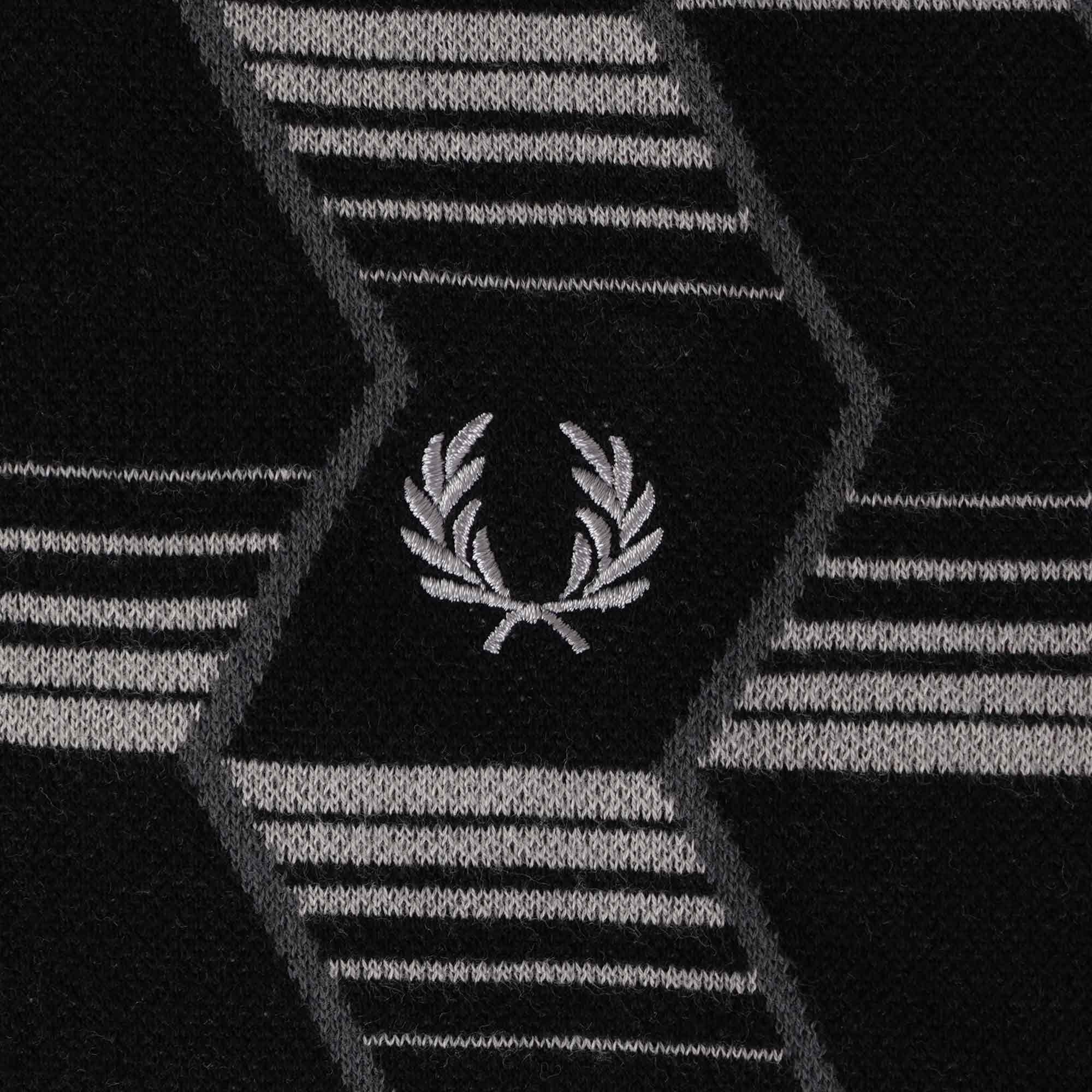 Fred Perry K5 Chevron Stripe Knitted Shirt - Black