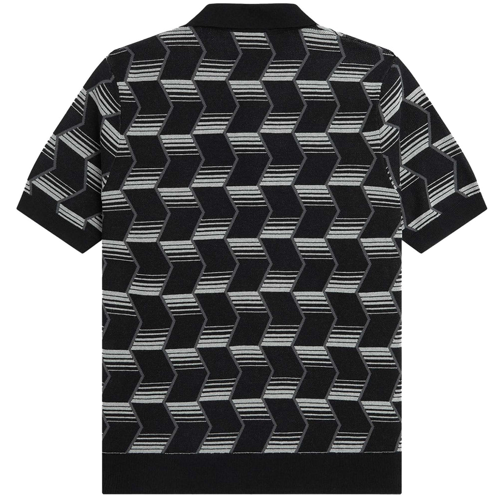 Fred Perry K5 Chevron Stripe Knitted Shirt - Black