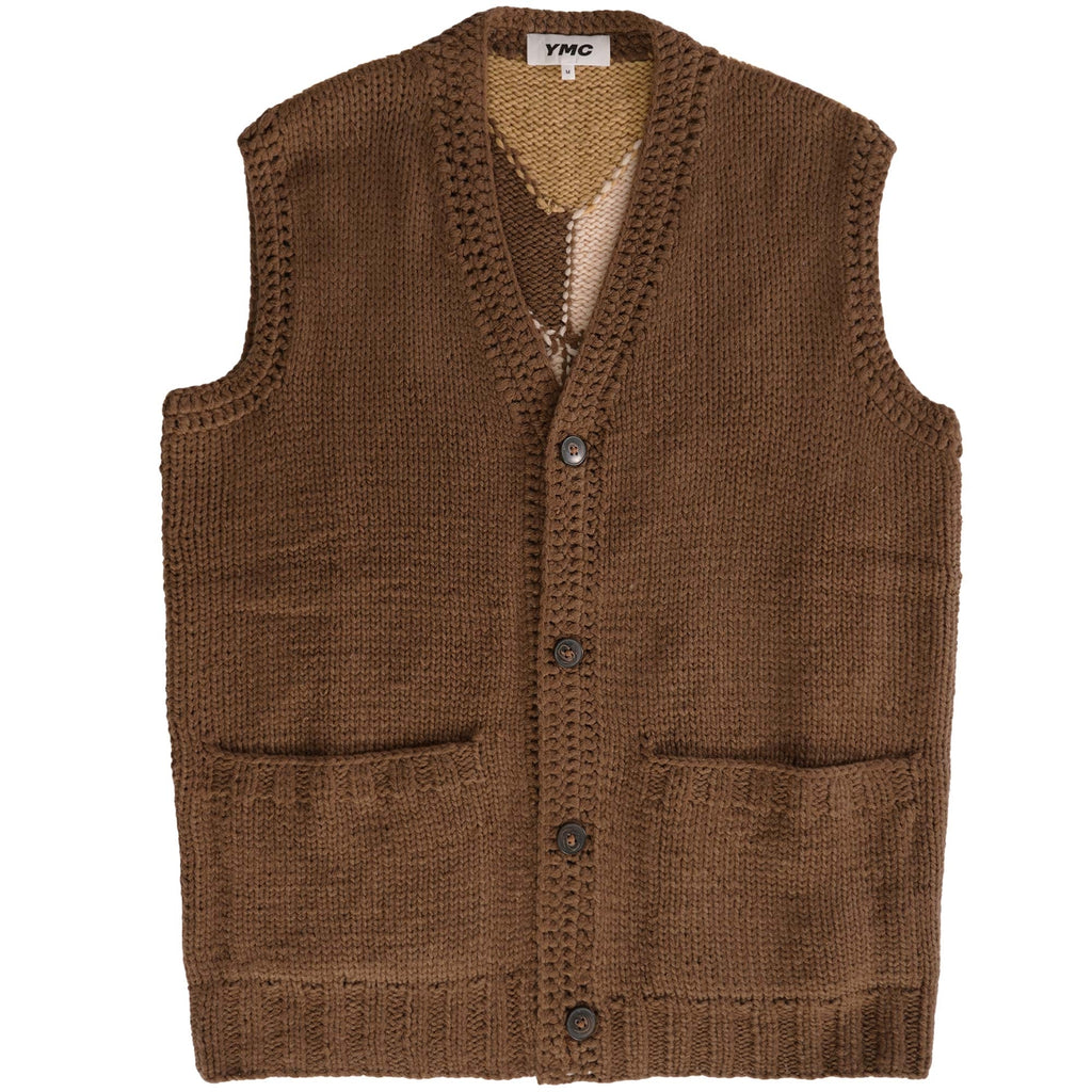 YMC Appalachian Handknit Waistcoat - Brown