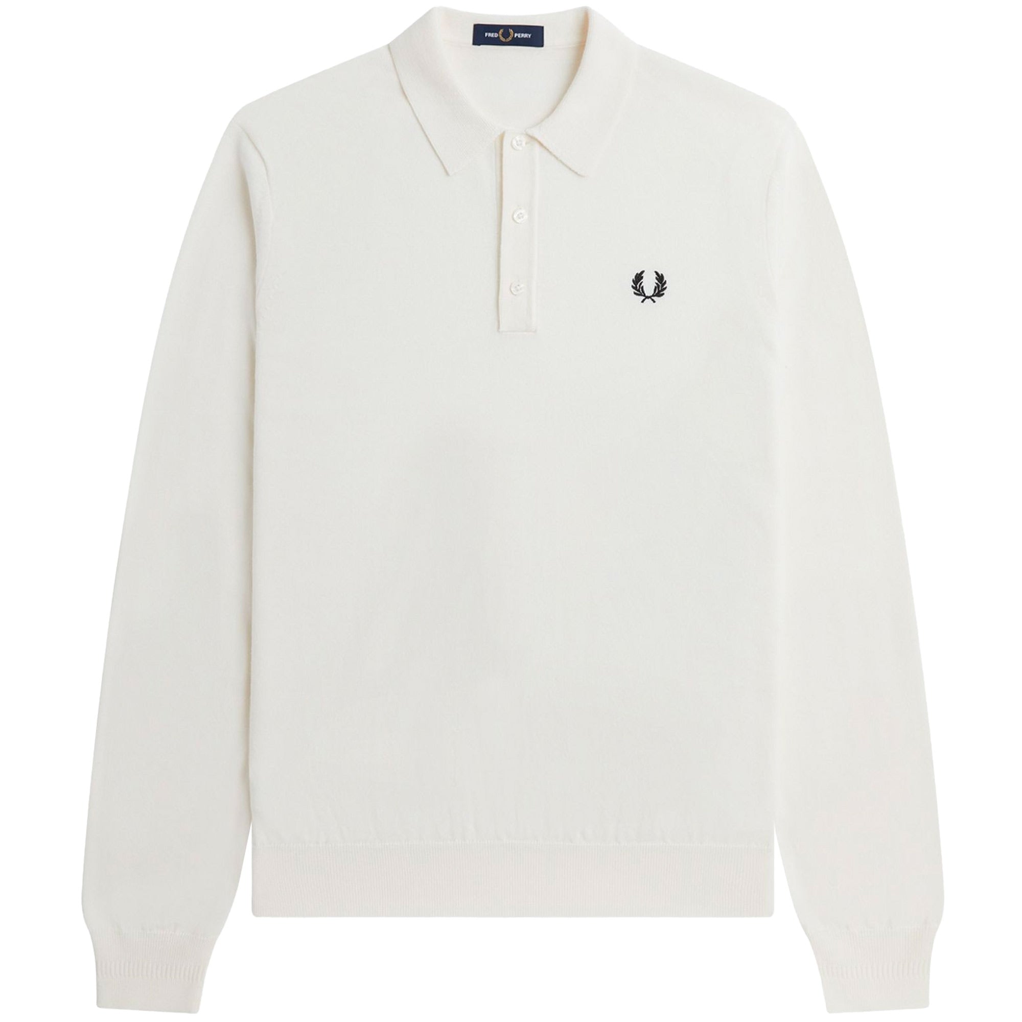 Fred Perry K4 Classic Long Sleeve Knitted Shirt - Snow White