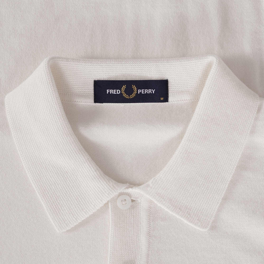 Fred Perry K4 Classic Long Sleeve Knitted Shirt - Snow White