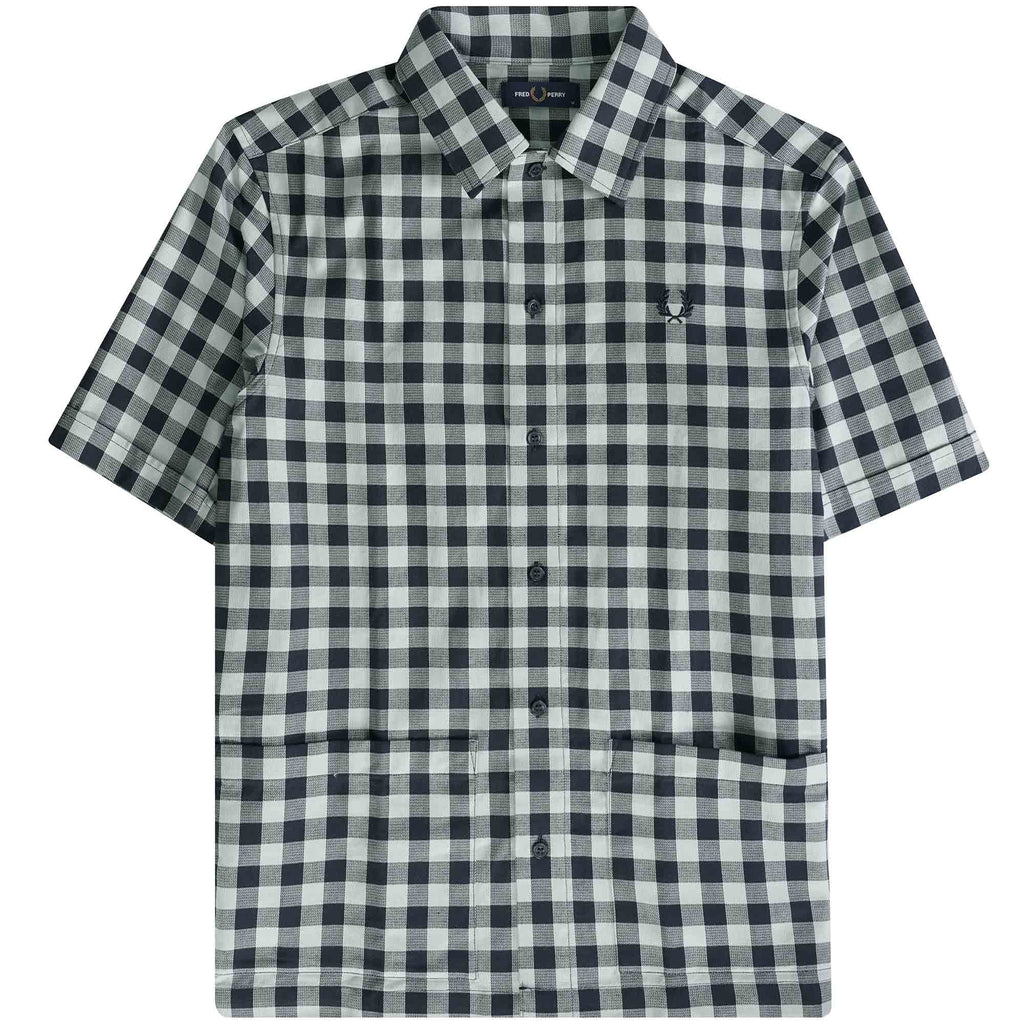 Fred Perry Gingham Revere Collar Shirt - Navy