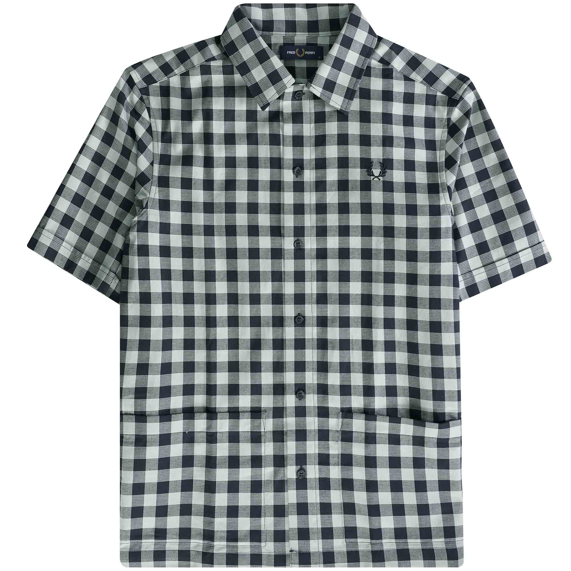 Fred Perry Gingham Revere Collar Shirt - Navy