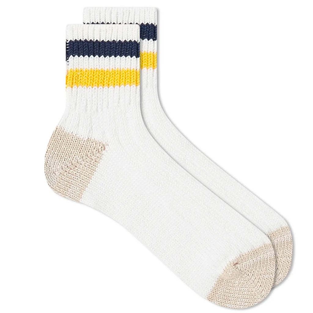 RoToTo Socks Old School Ribbed Ankle Sock - White/Navy