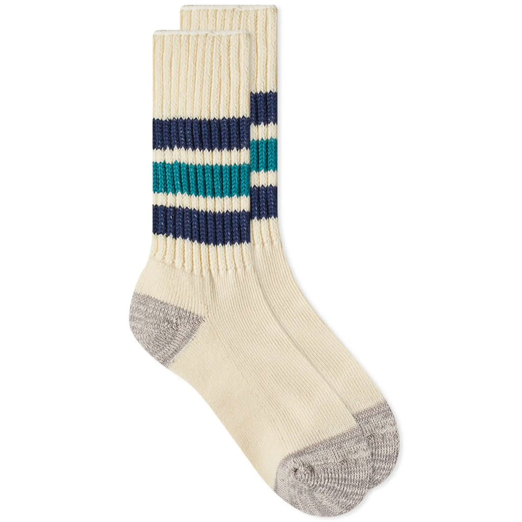RoToTo Socks Coarse Ribbed Old School Crew Socks - Navy