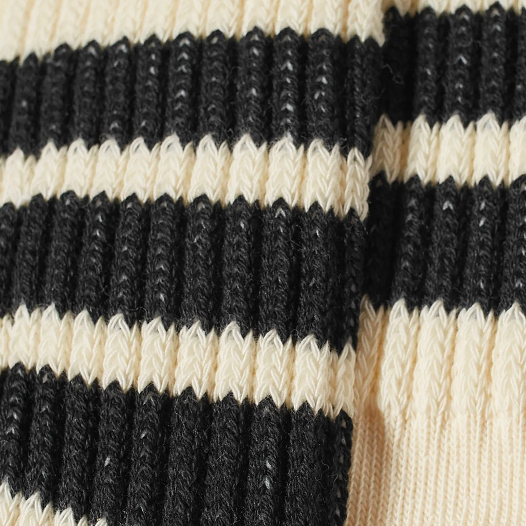 RoToTo Socks Coarse Ribbed Old School Crew Socks - Black